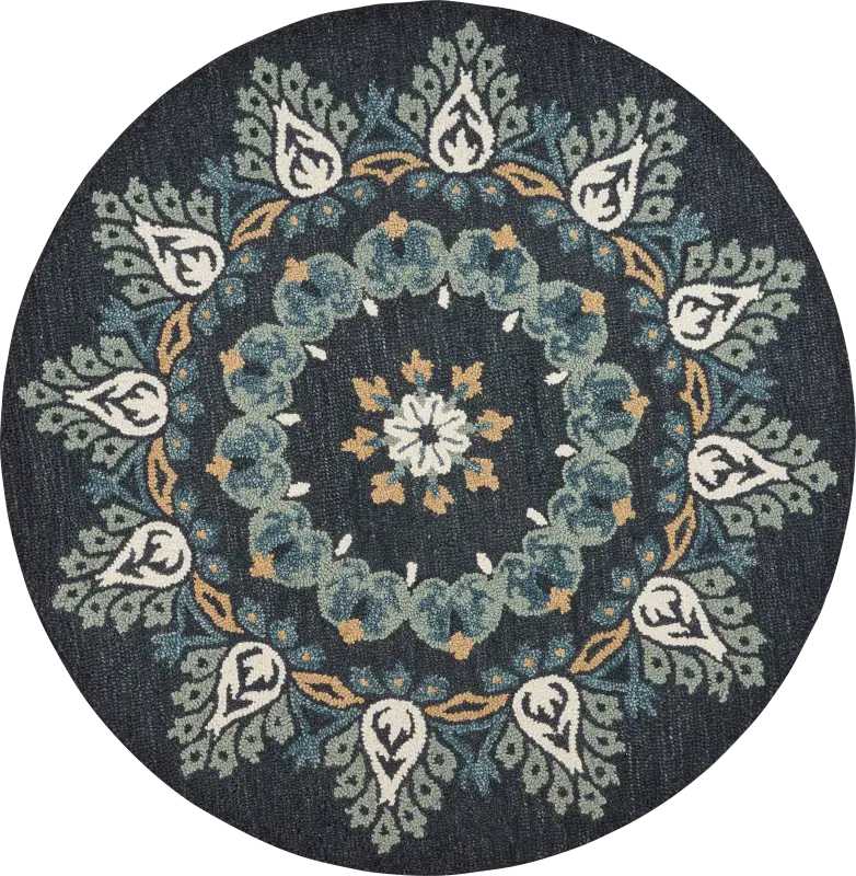 Makda Black 6' Round Rug