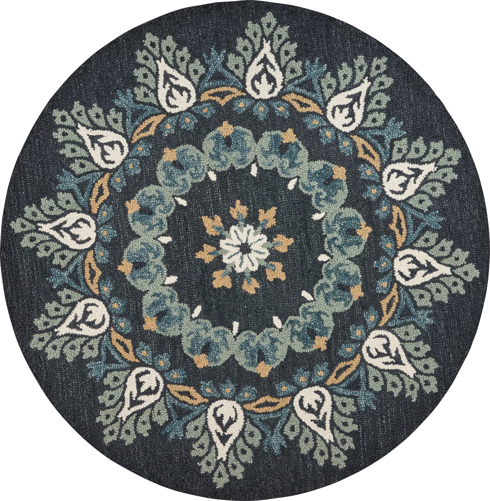 Makda Black 4' Round Rug - Image 1