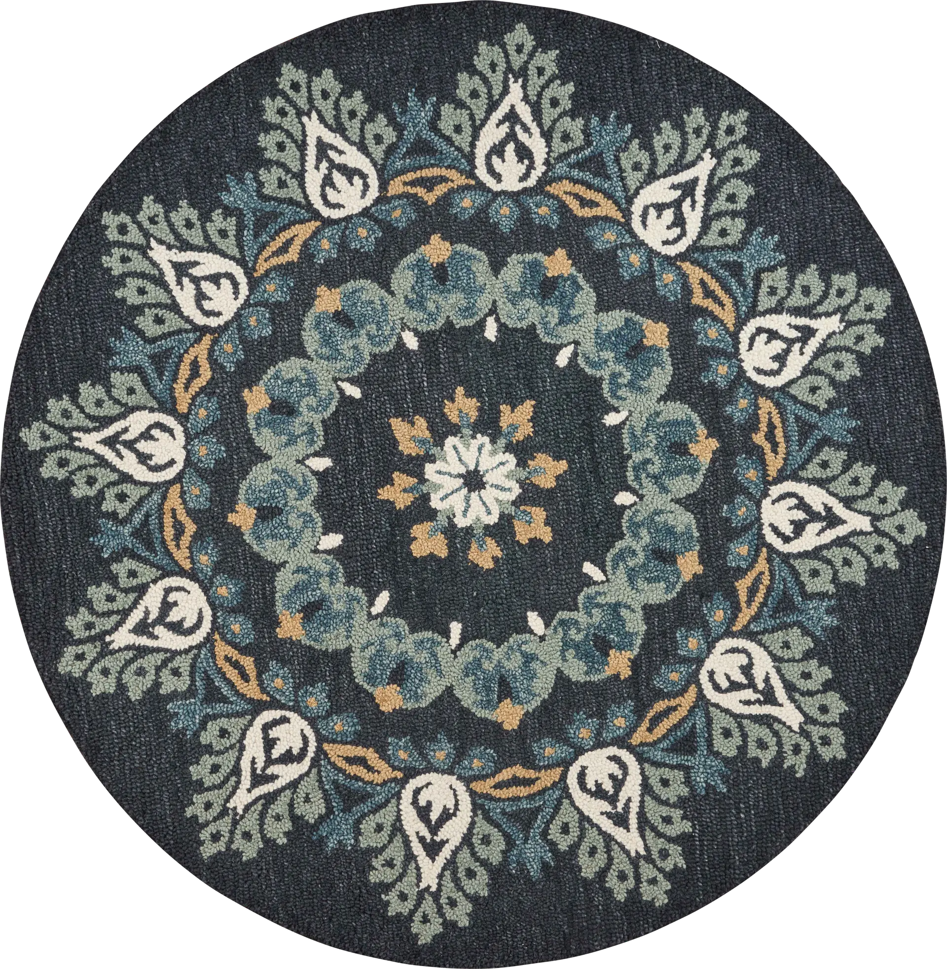 Makda Black 4' Round Rug