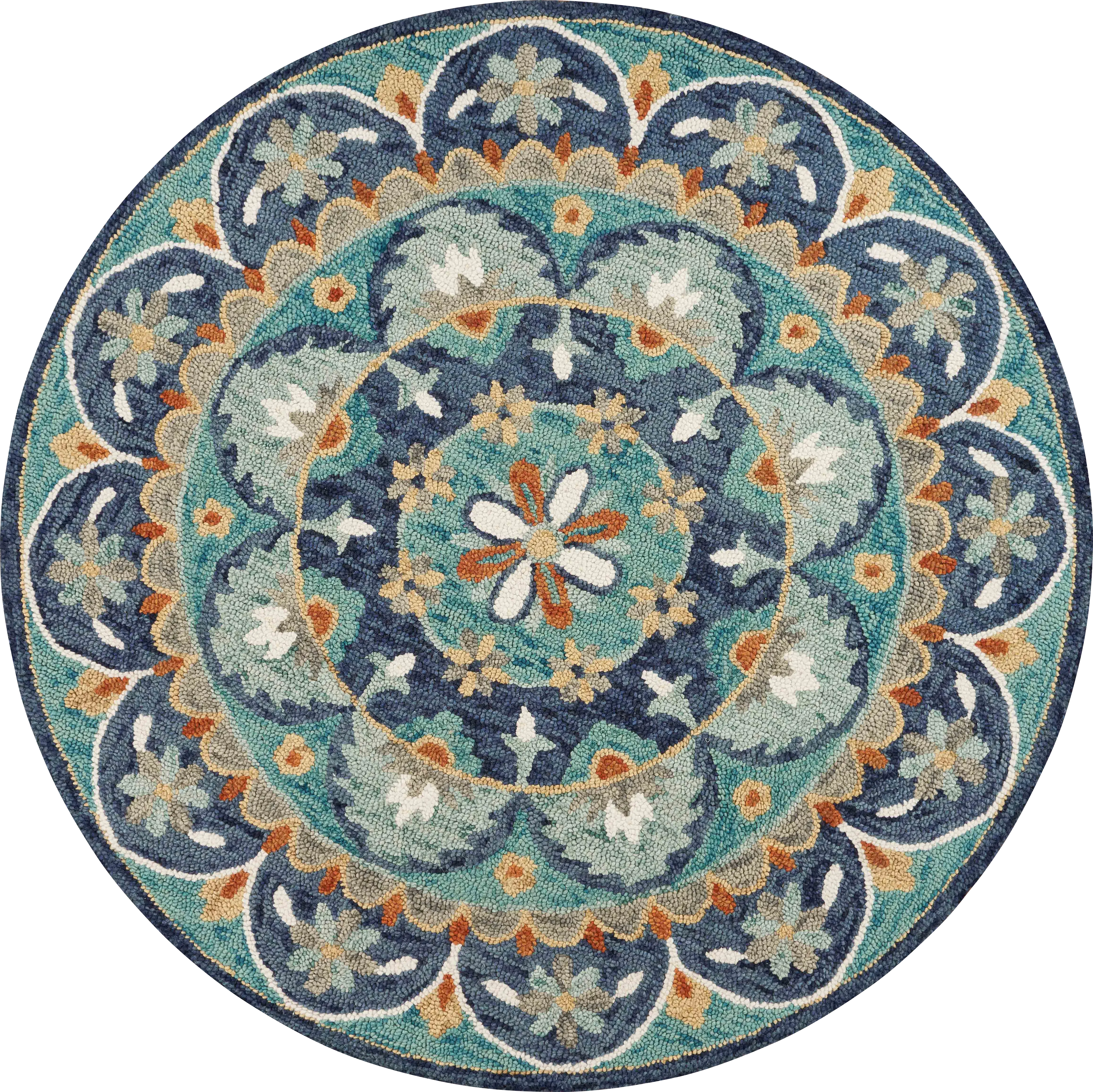 Liah Blue 4' Round Rug - Thumbnail - Image 1