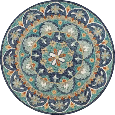 Liah Blue 4' Round Rug