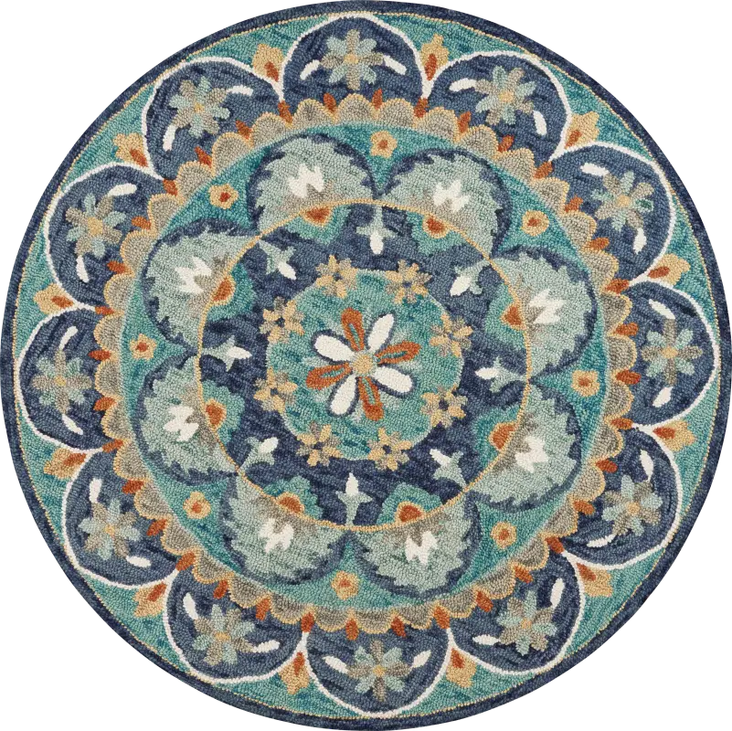Liah Blue 4' Round Rug