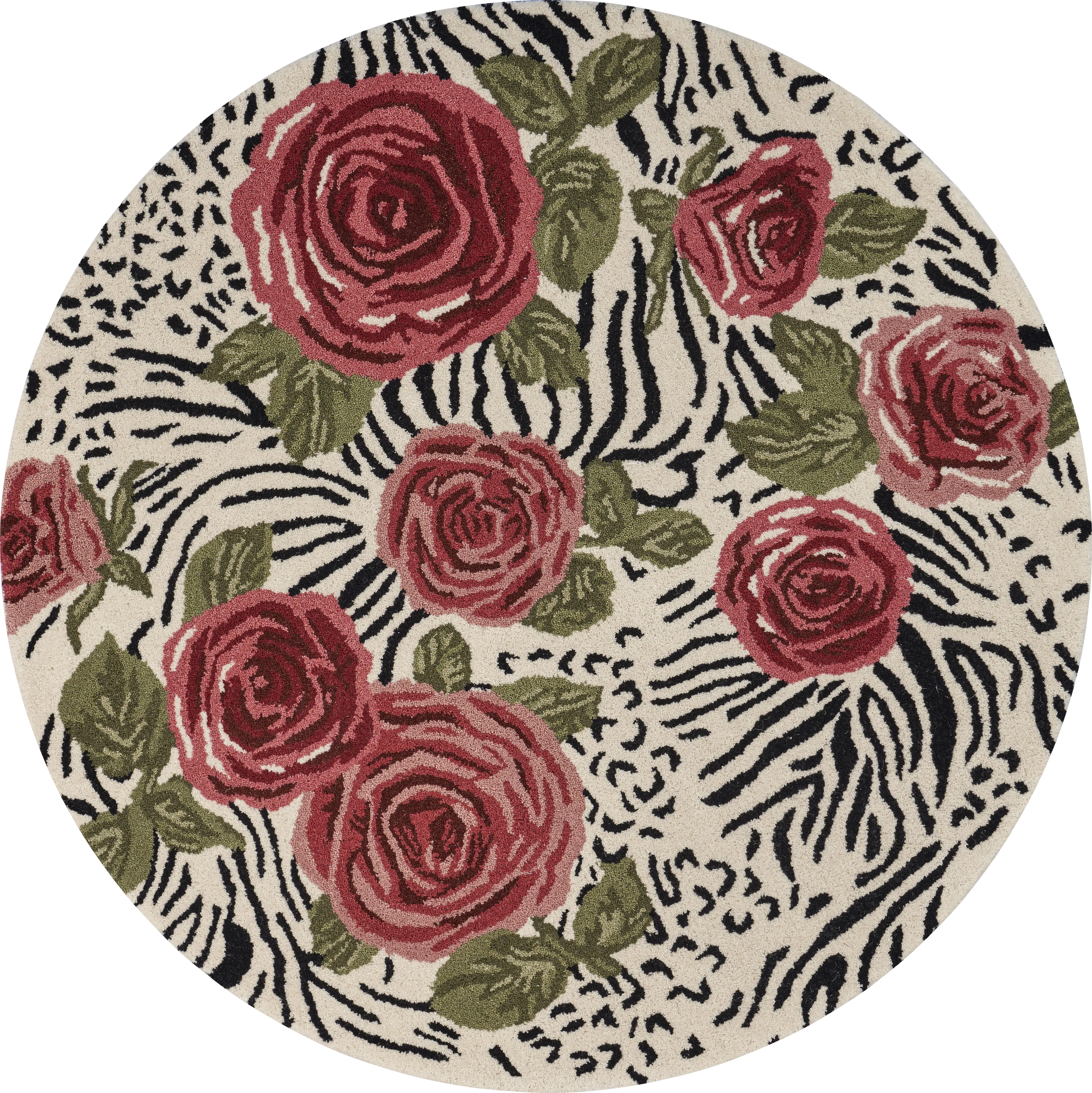 Leaflace Red 4' Round Rug - Thumbnail - Image 1