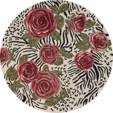 Leaflace Red 6' Round Rug