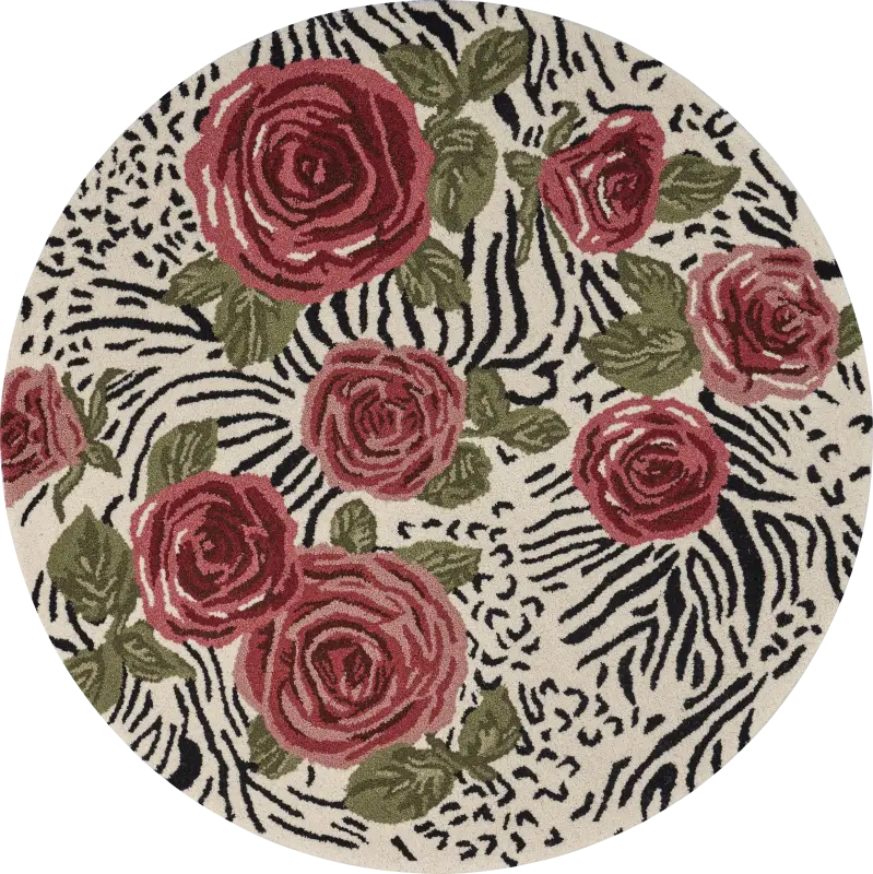 Leaflace Red 4' Round Rug