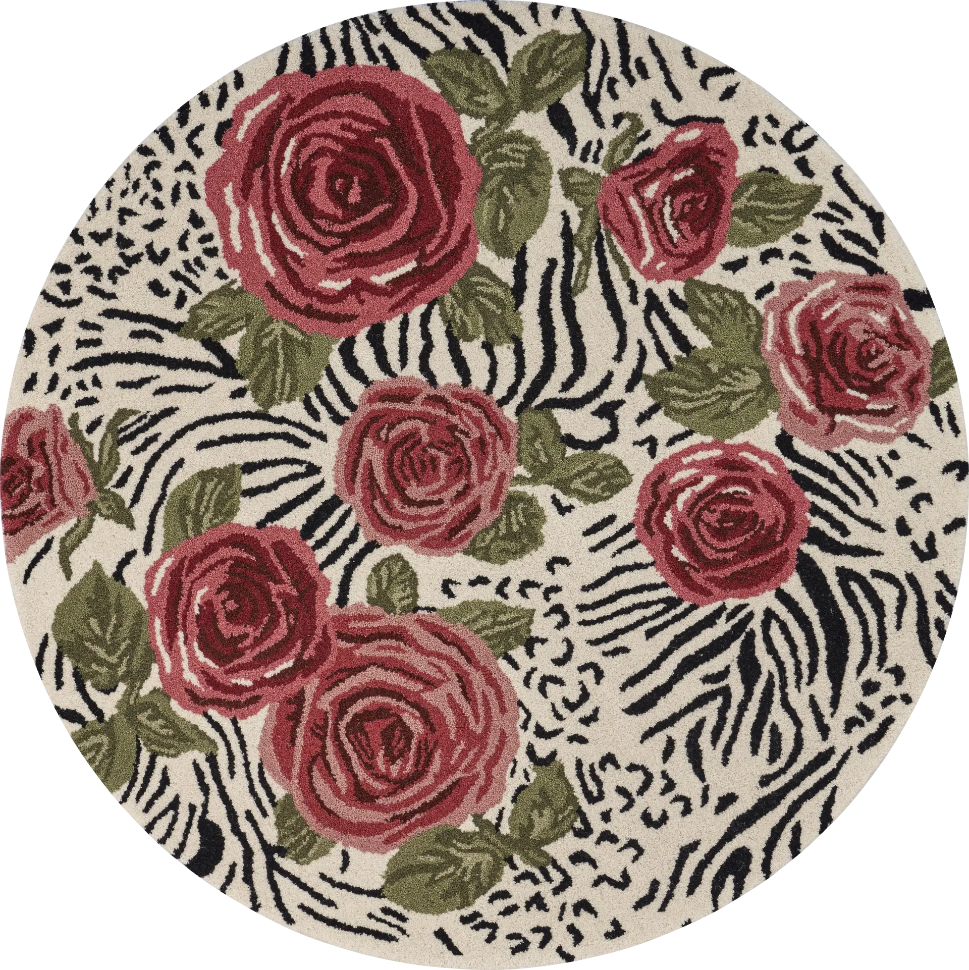 Leaflace Red 4' Round Rug