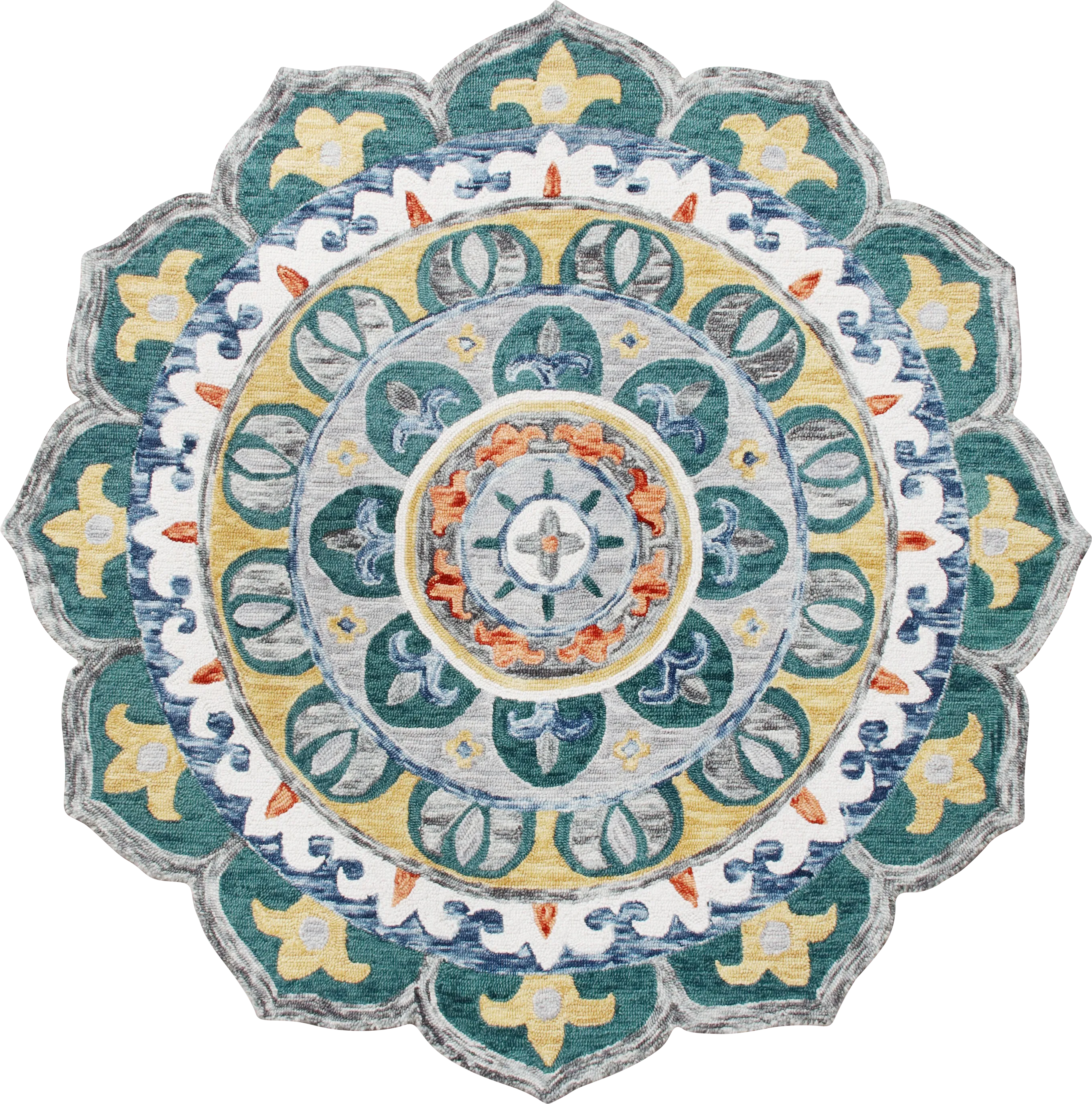 Igni Teal 4' Round Rug