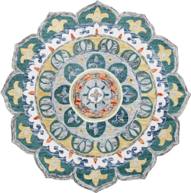 Igni Teal 4' Round Rug