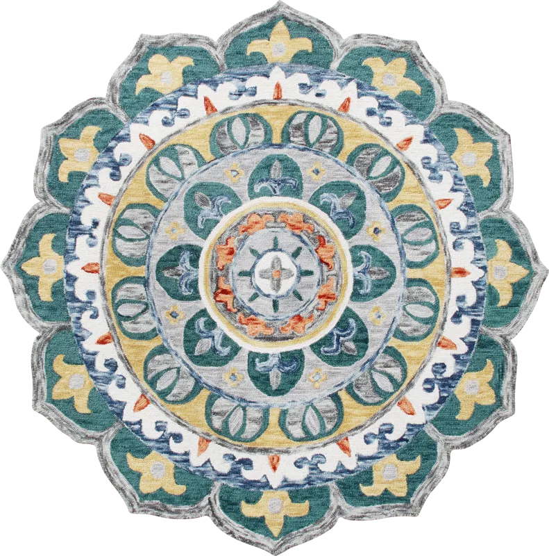 Igni Teal 4' Round Rug