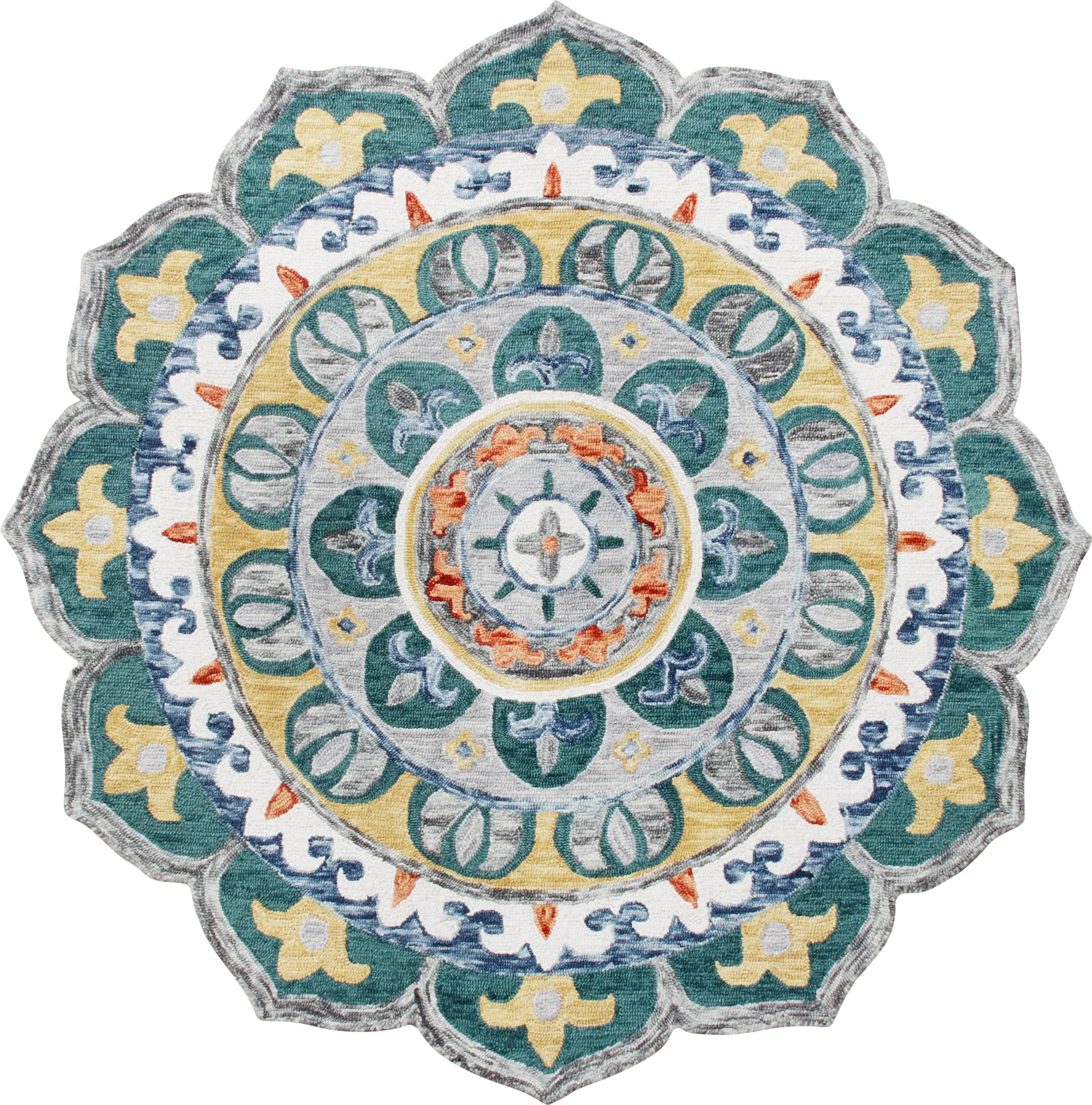 Igni Teal 4' Round Rug