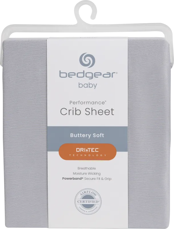 Bedgear Dri-Tec Light Gray Crib Bed Sheet