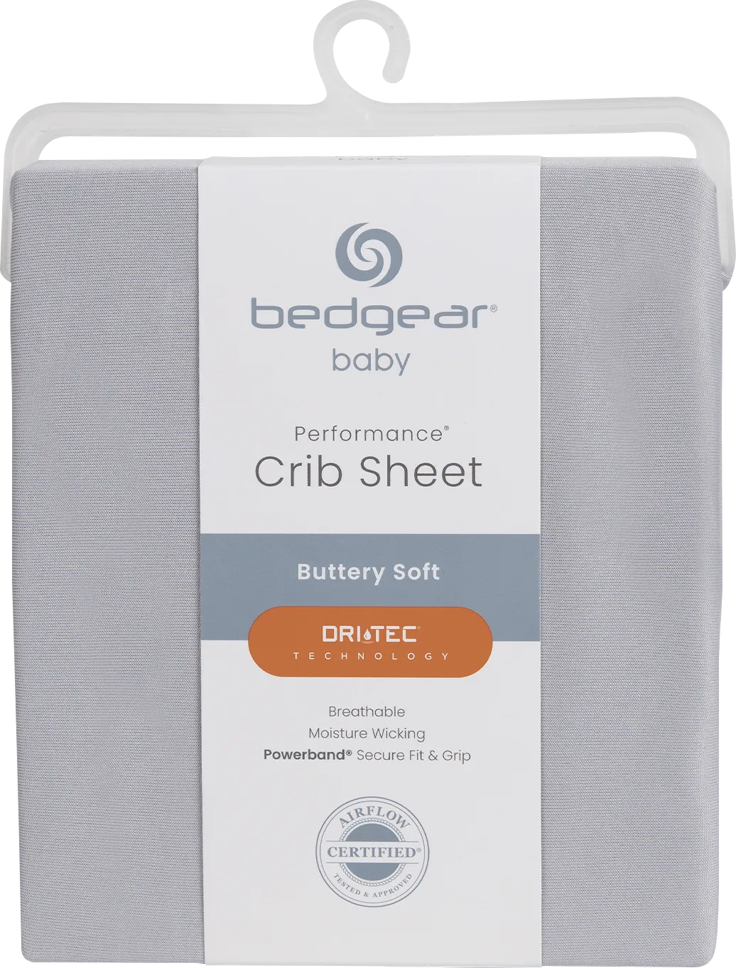 Bedgear Dri-Tec Light Gray Crib Bed Sheet - Image 1