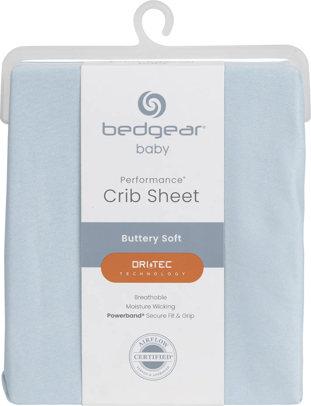 Bedgear Dri-Tec Baby Blue Crib Bed Sheet - Image 1