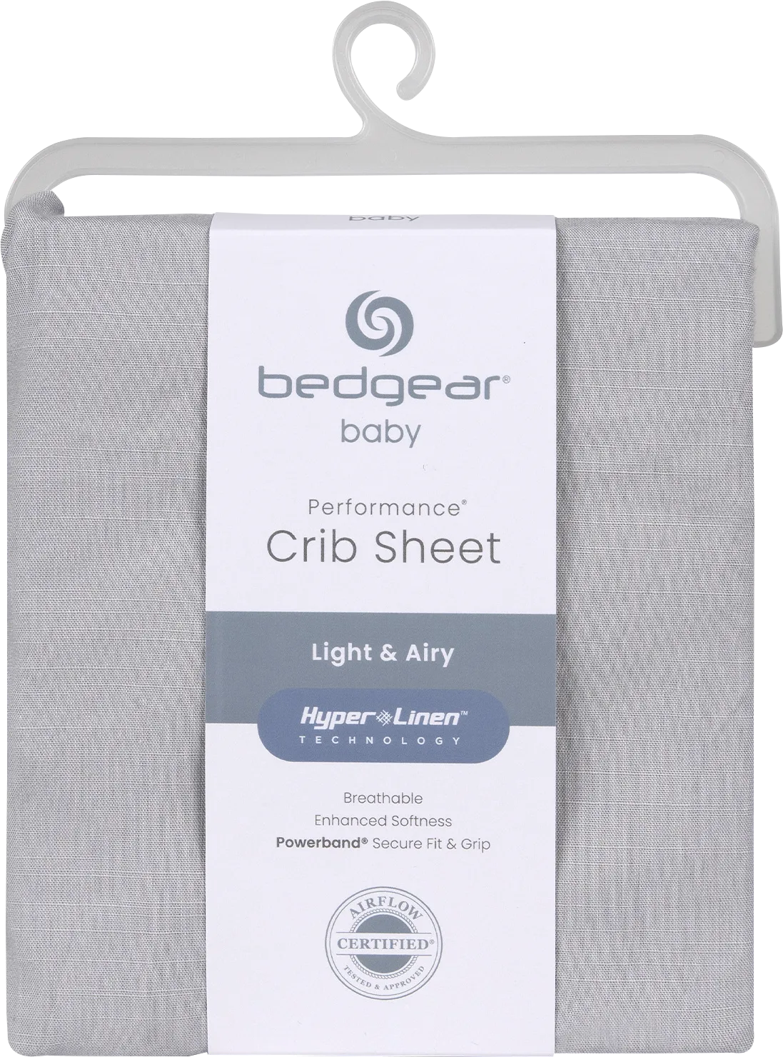 Bedgear Hyper-Linen Light Gray Crib Bed Sheet - Thumbnail - Image 1