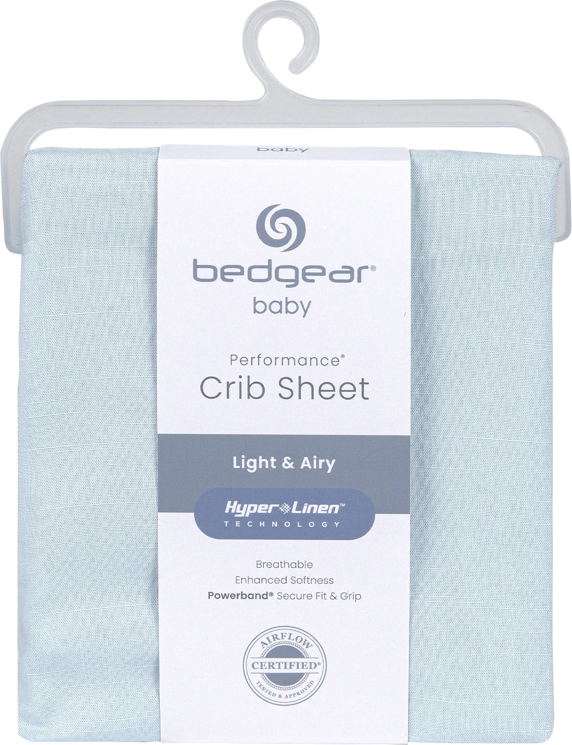 Bedgear Hyper-Linen Baby Blue Crib Bed Sheet - Image 1