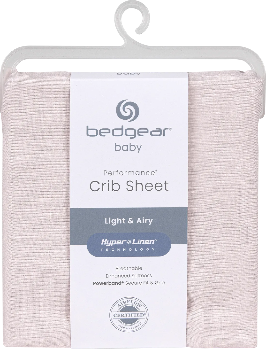 Bedgear Hyper-Linen Light Pink Crib Bed Sheet - Image 1