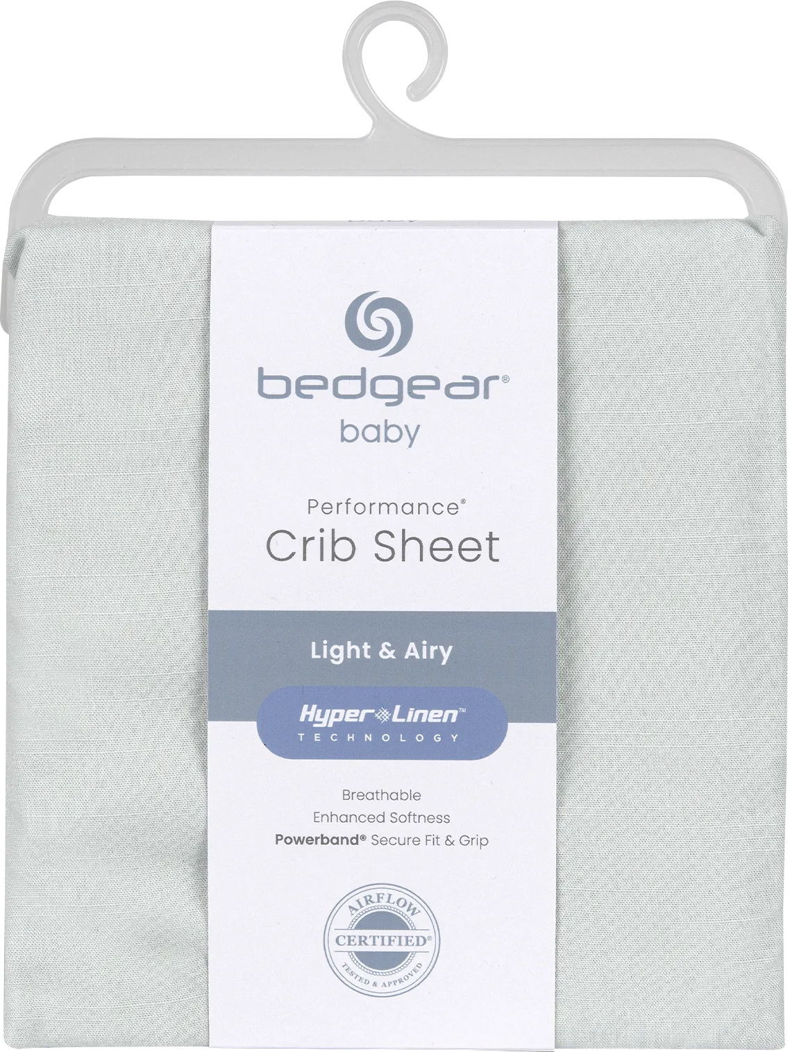 Bedgear Hyper-Linen Light Green Crib Bed Sheet - Image 1