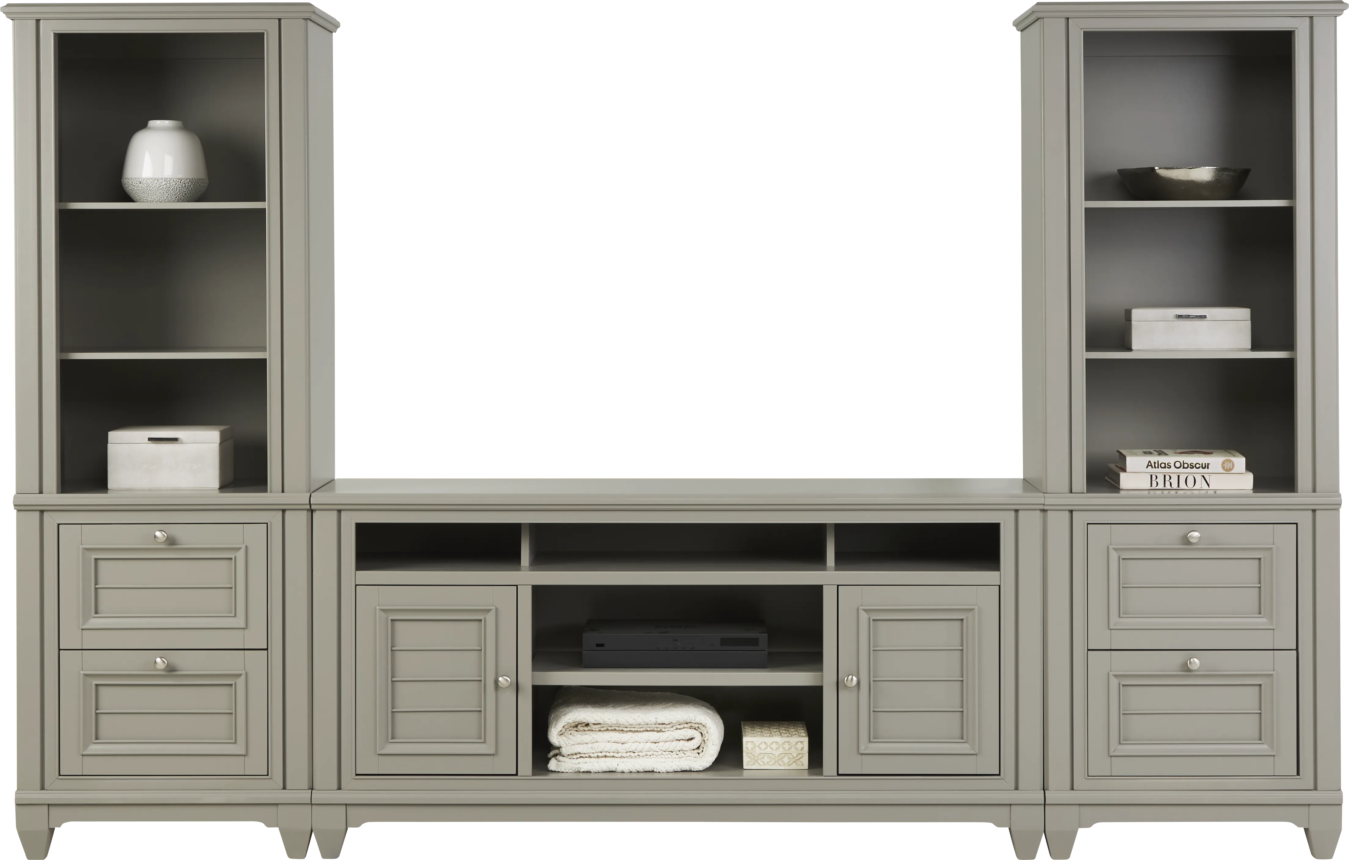 Hilton Head Gray 3 Pc Wall Unit with 66 in. Console - Thumbnail - Image 1