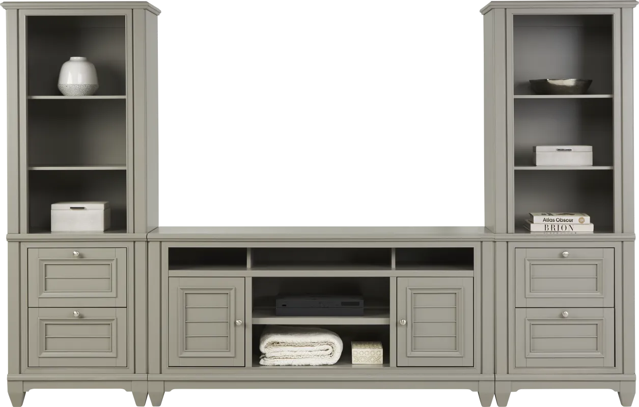 Hilton Head Gray 3 Pc Wall Unit with 66 in. Console