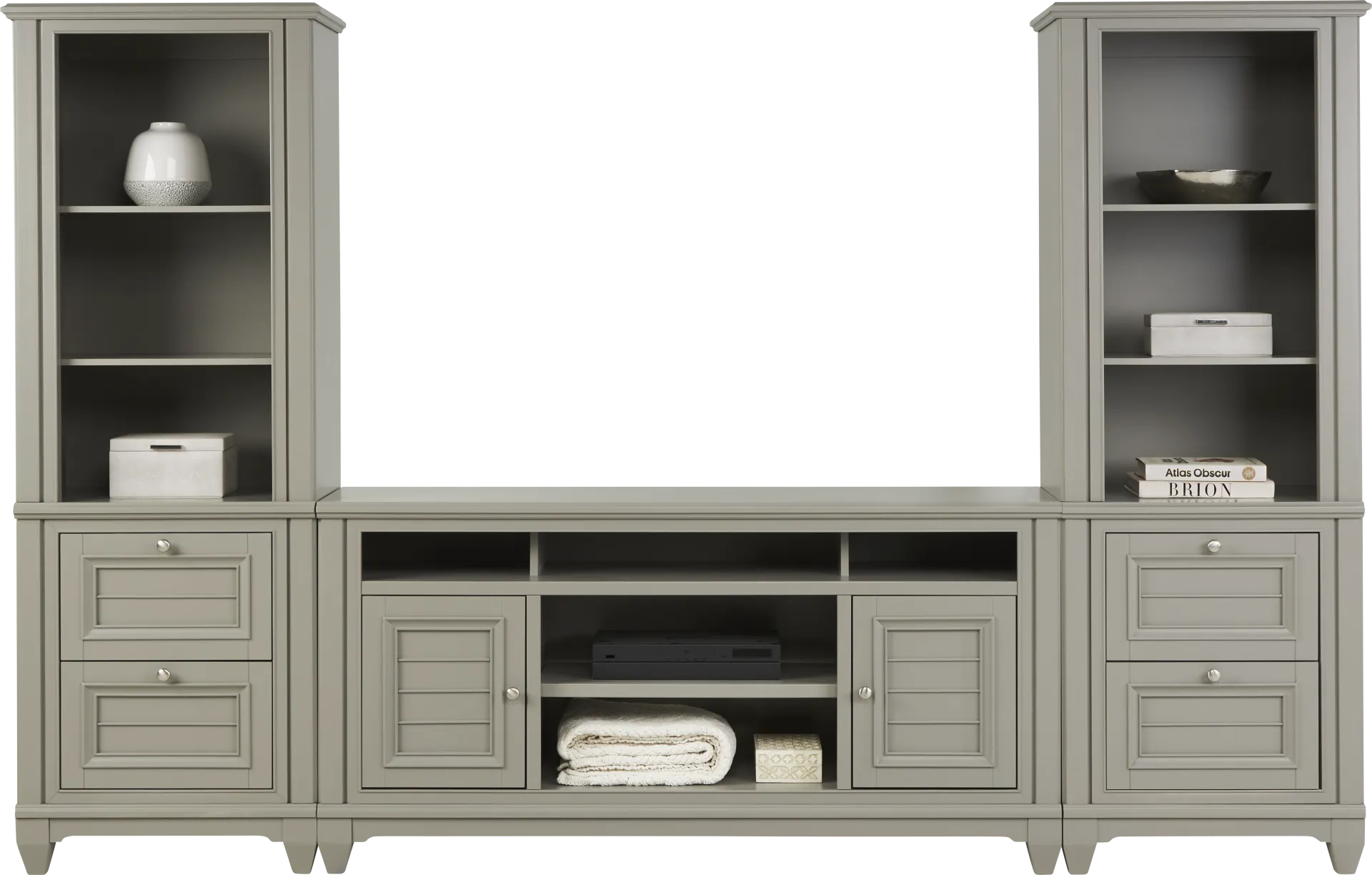 Hilton Head Gray 3 Pc Wall Unit with 66 in. Console - Image 1