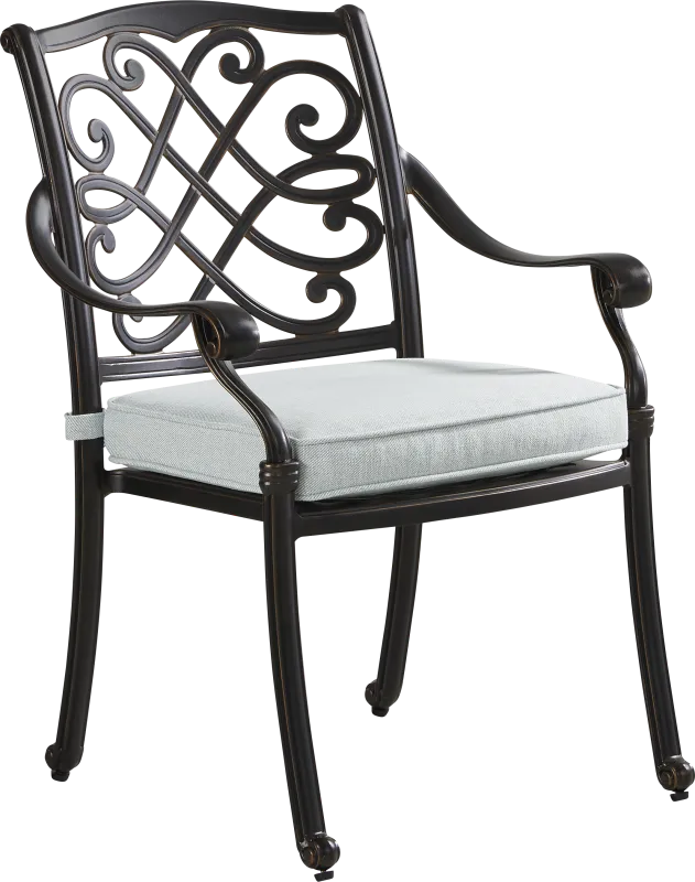 Carina Bronze Outdoor Arm Chair with Sky Cushion