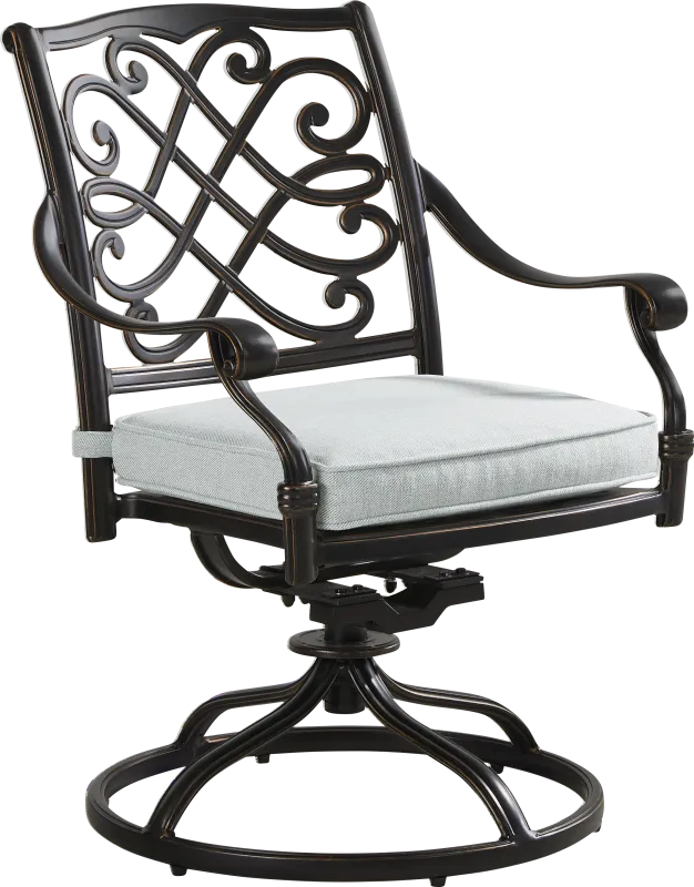 Carina Bronze Outdoor Swivel Rocker Chair with Sky Cushion
