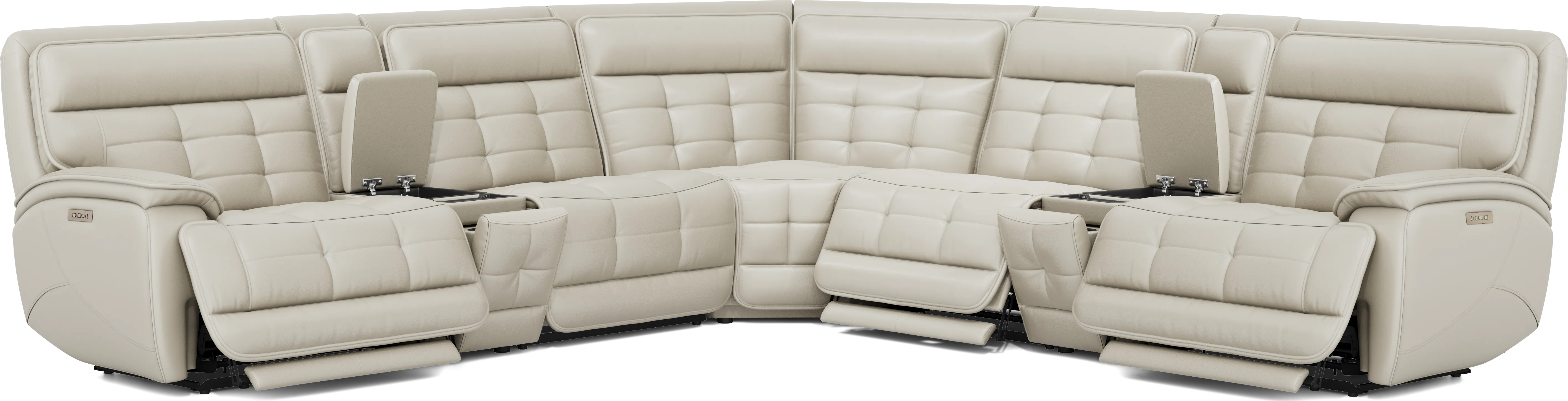 Pacific Heights Light Gray 7 Pc Dual Power Reclining Sectional - Thumbnail - Image 1