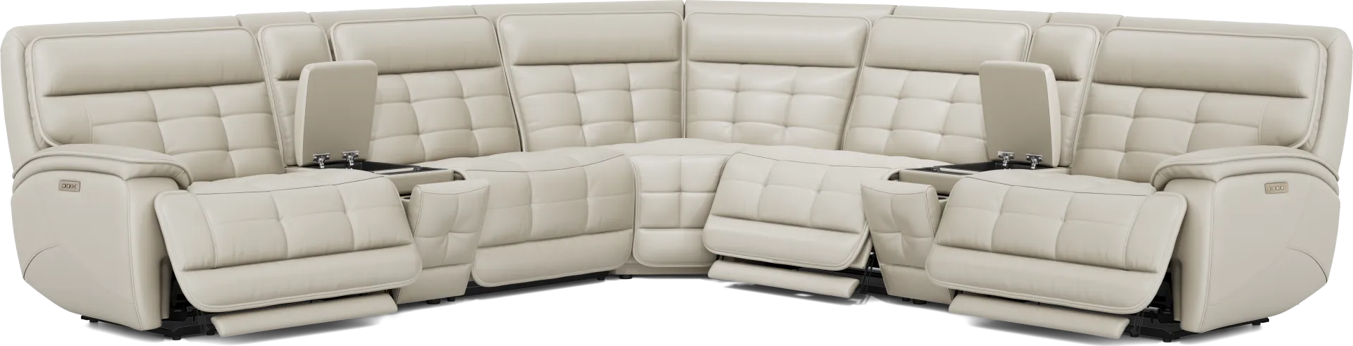 Pacific Heights Light Gray 7 Pc Dual Power Reclining Sectional - Image 1