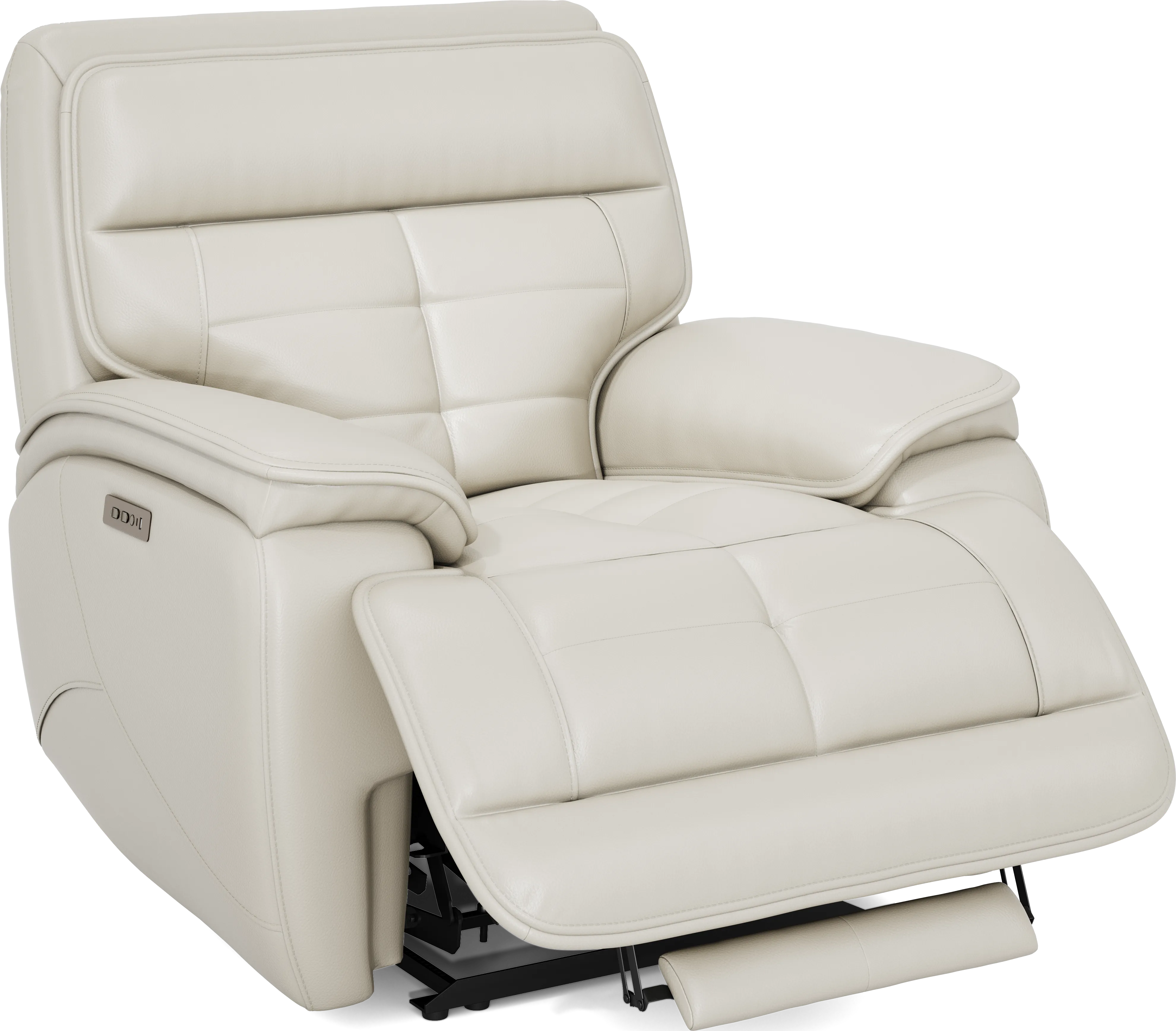 Pacific Heights Light Gray Leather Dual Power Recliner - Thumbnail - Image 1