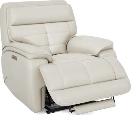 Pacific Heights Light Gray Leather Dual Power Recliner