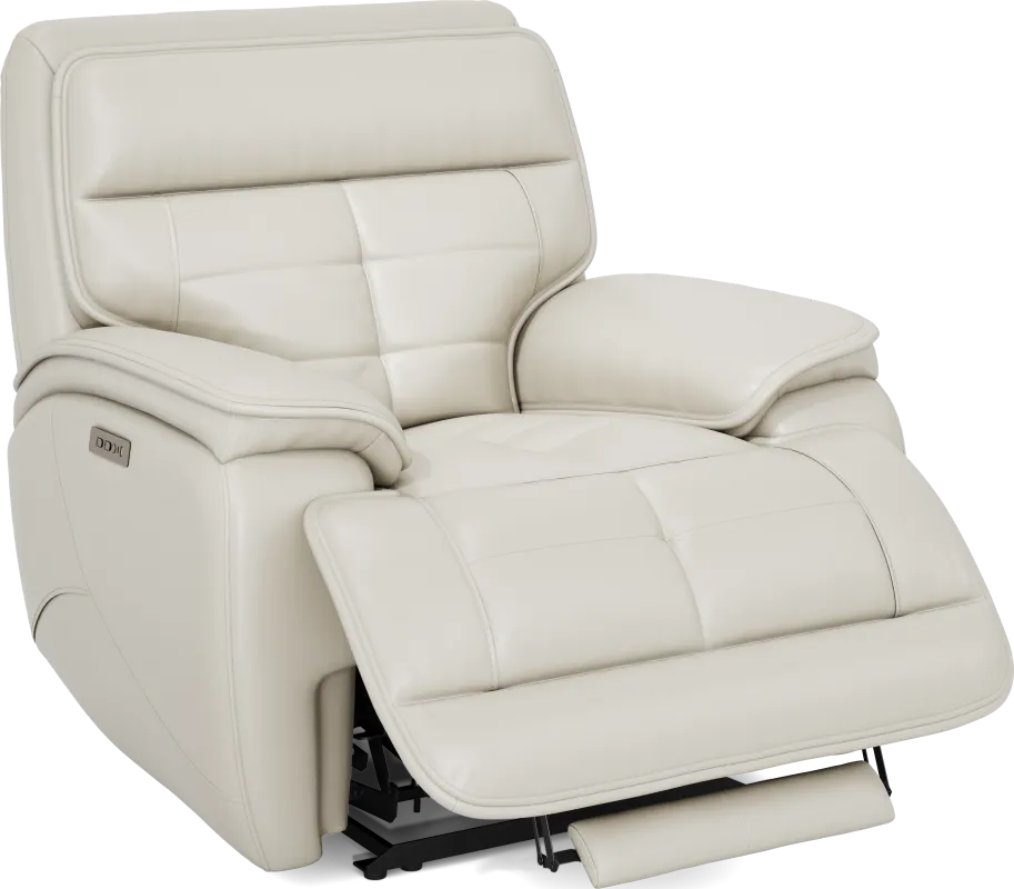 Pacific Heights Light Gray Leather Dual Power Recliner