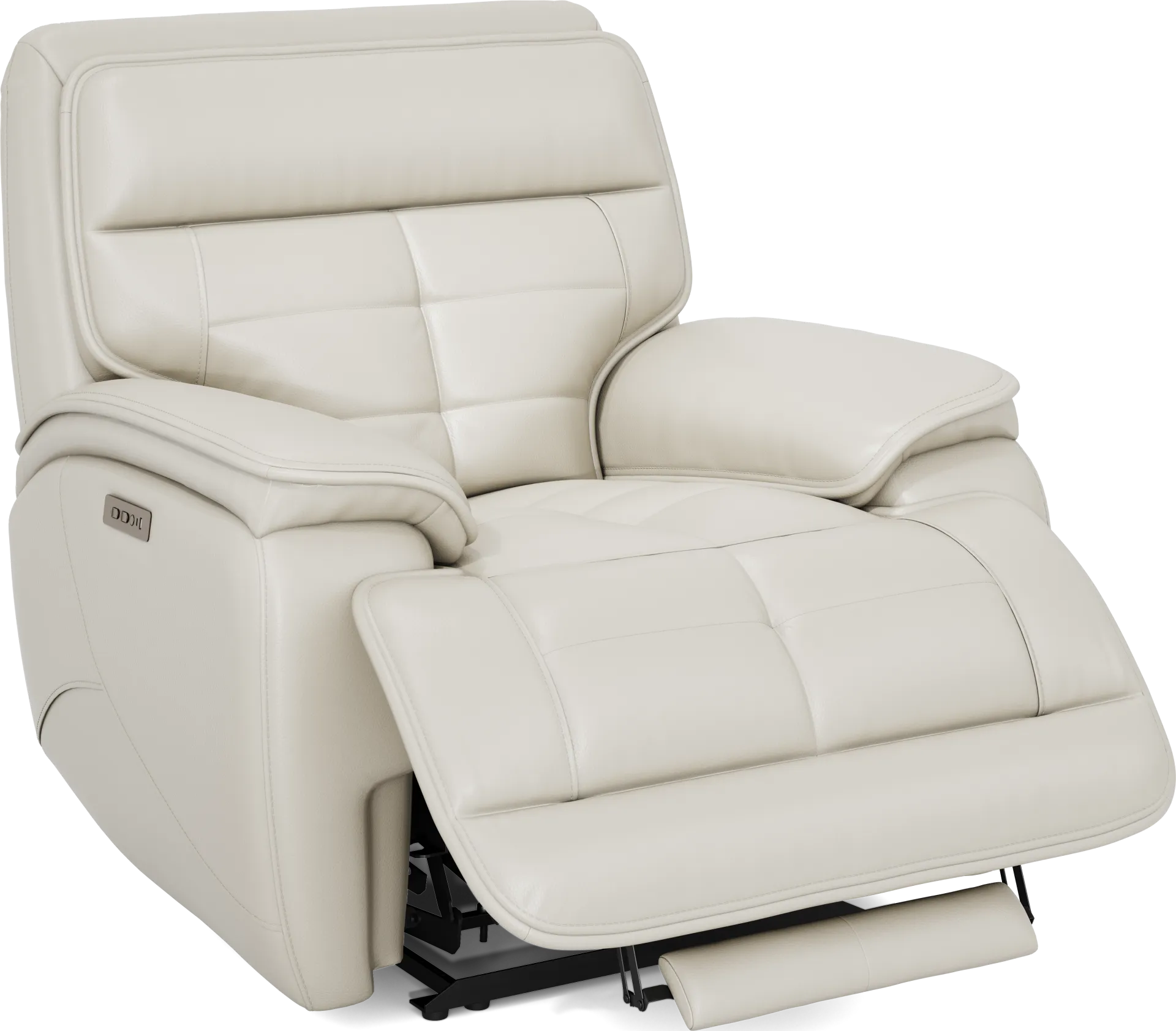 Pacific Heights Light Gray Leather Dual Power Recliner - Image 1