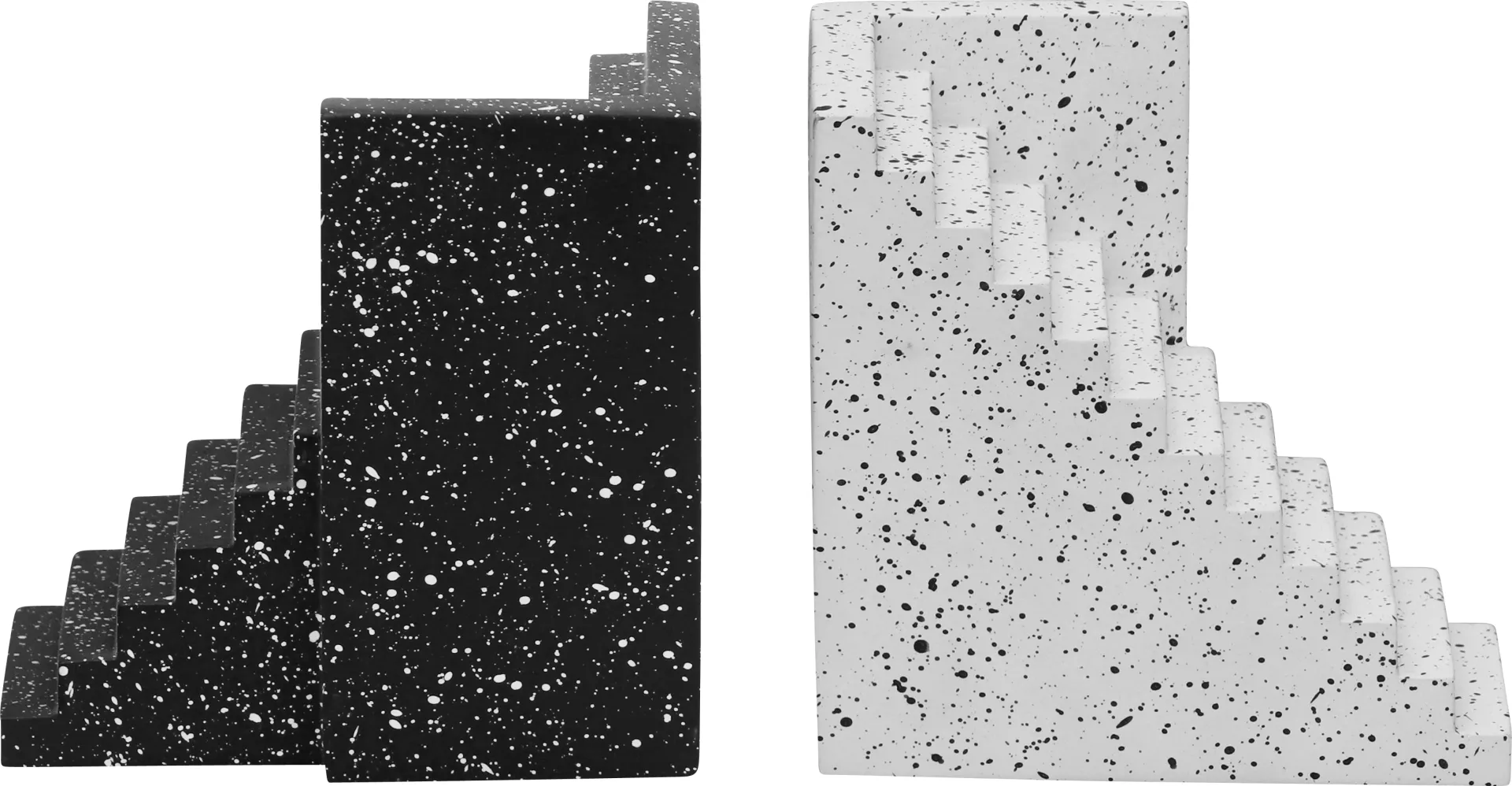 Poehnert Black and White Stairway Bookends, Set of 2 - Image 1