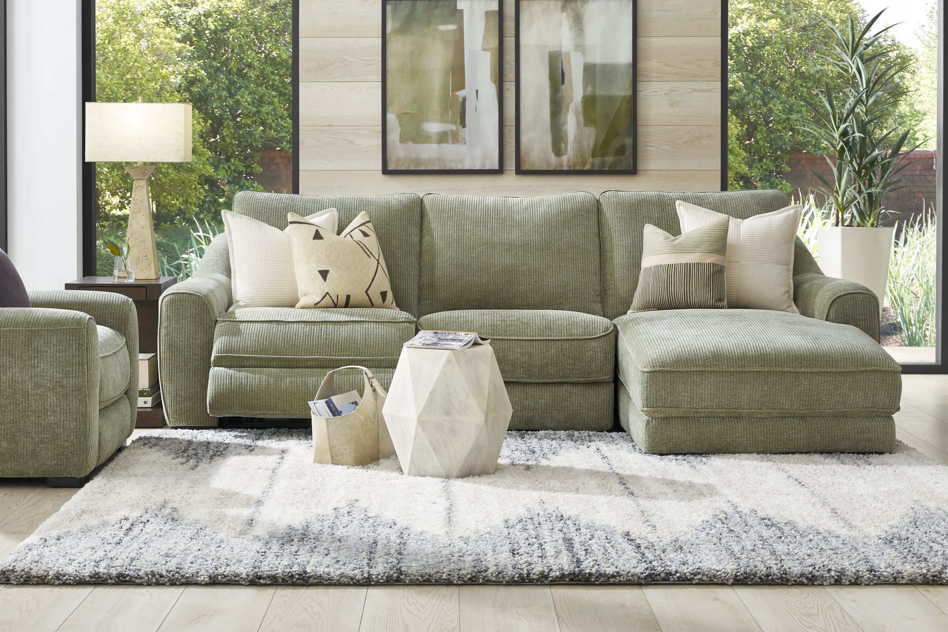 Somerset Green 3 Pc Dual Power Reclining Sectional - Image 2