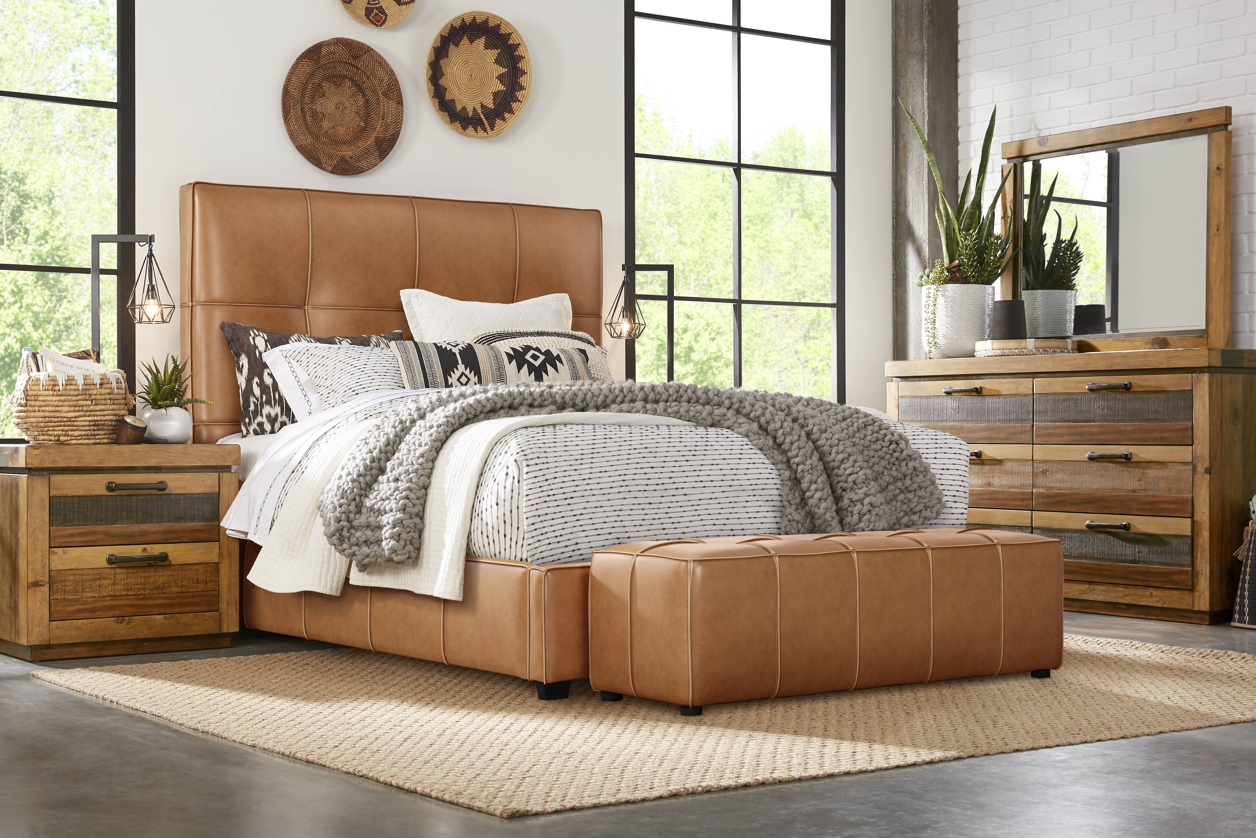 Giselle Camel Leather 3 Pc Queen Bed - Thumbnail - Image 2