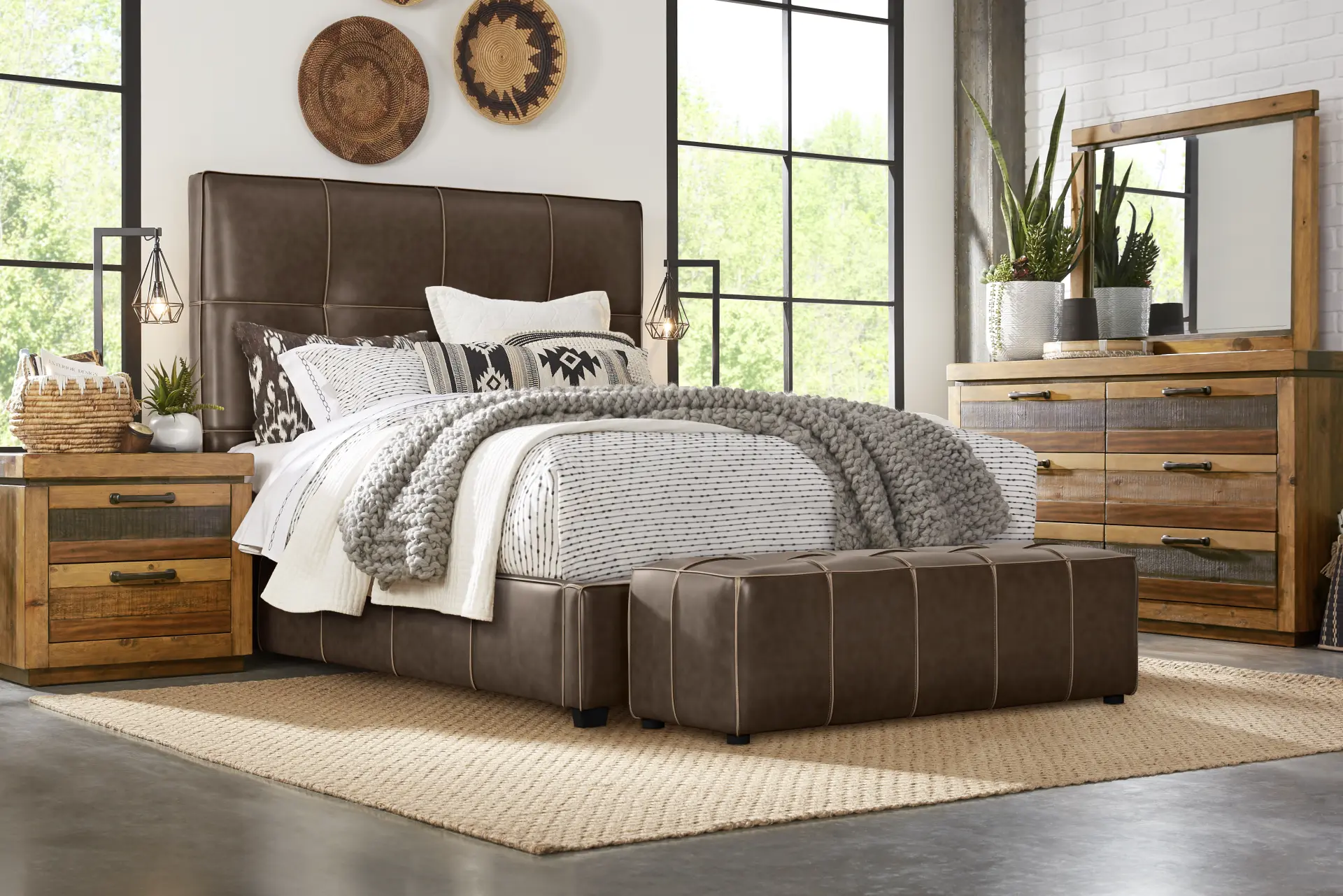 Westover Hills Brown 5 Pc Bedroom with Giselle Chocolate King Upholstered Bed