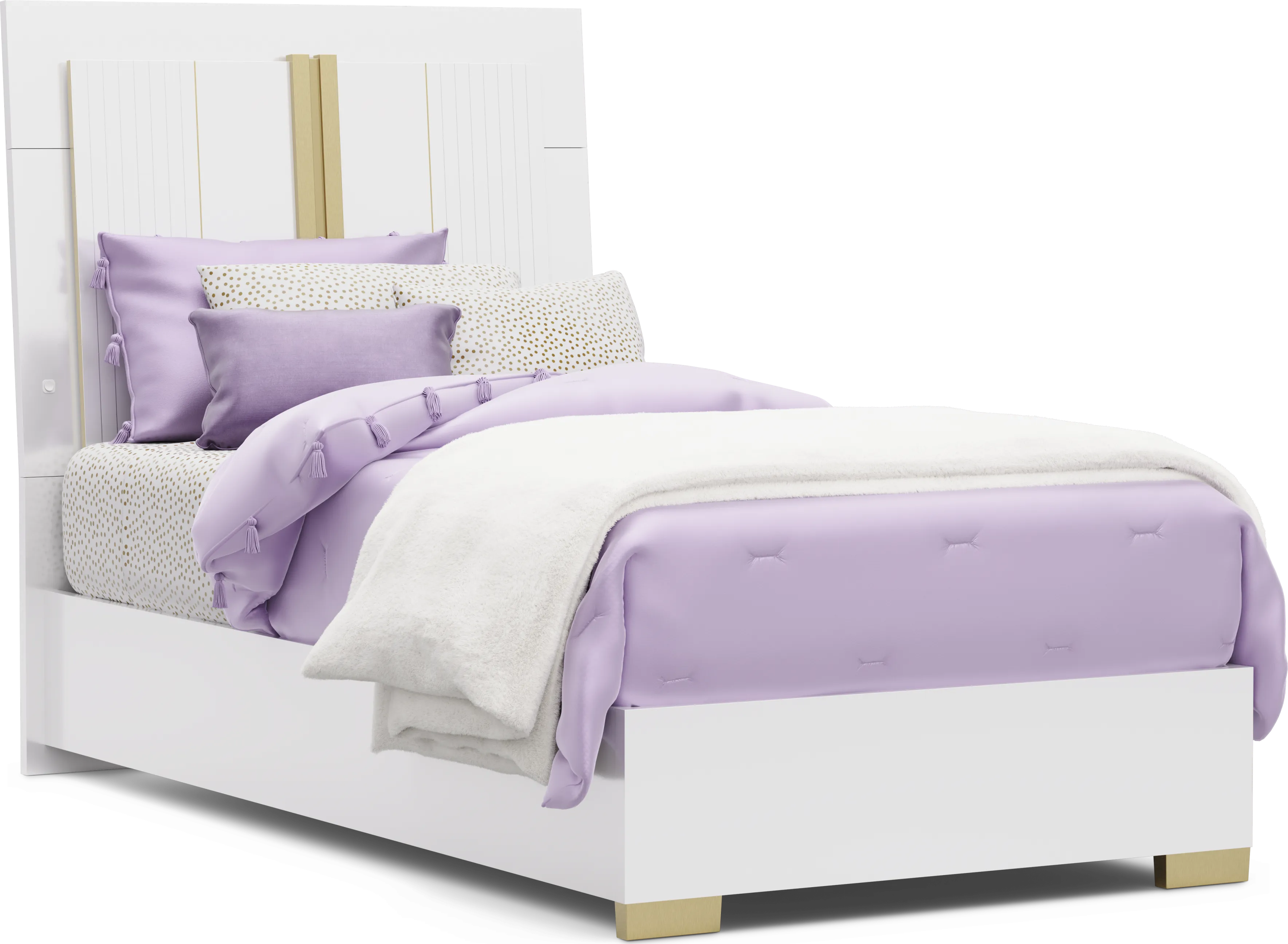 Kids Valentina White Twin Sleigh Bed - Thumbnail - Image 1