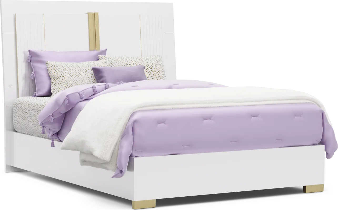 Kids Valentina White Full Sleigh Bed