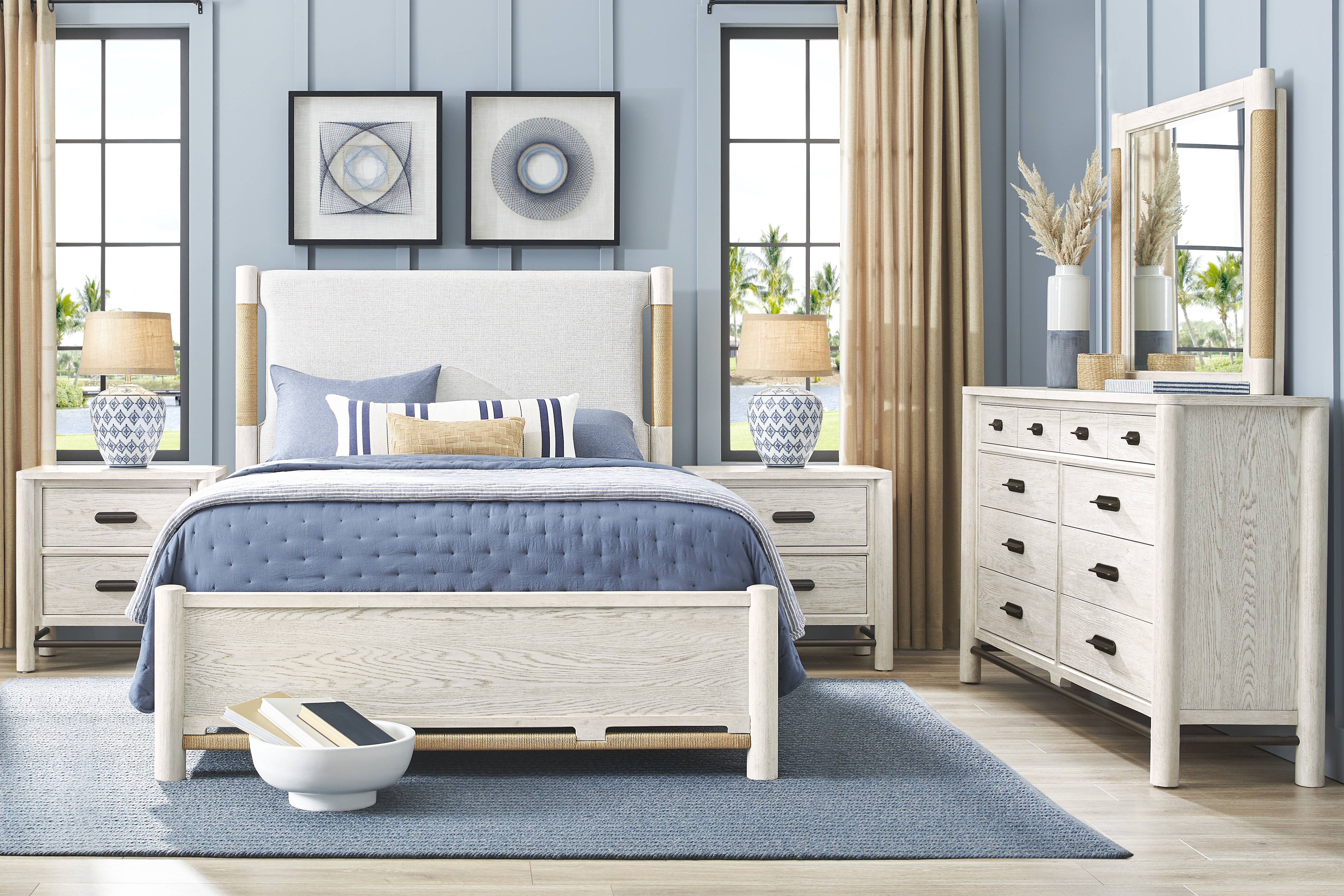 Caviar Cove White 5 Pc Queen Upholstered Bedroom - Thumbnail - Image 1