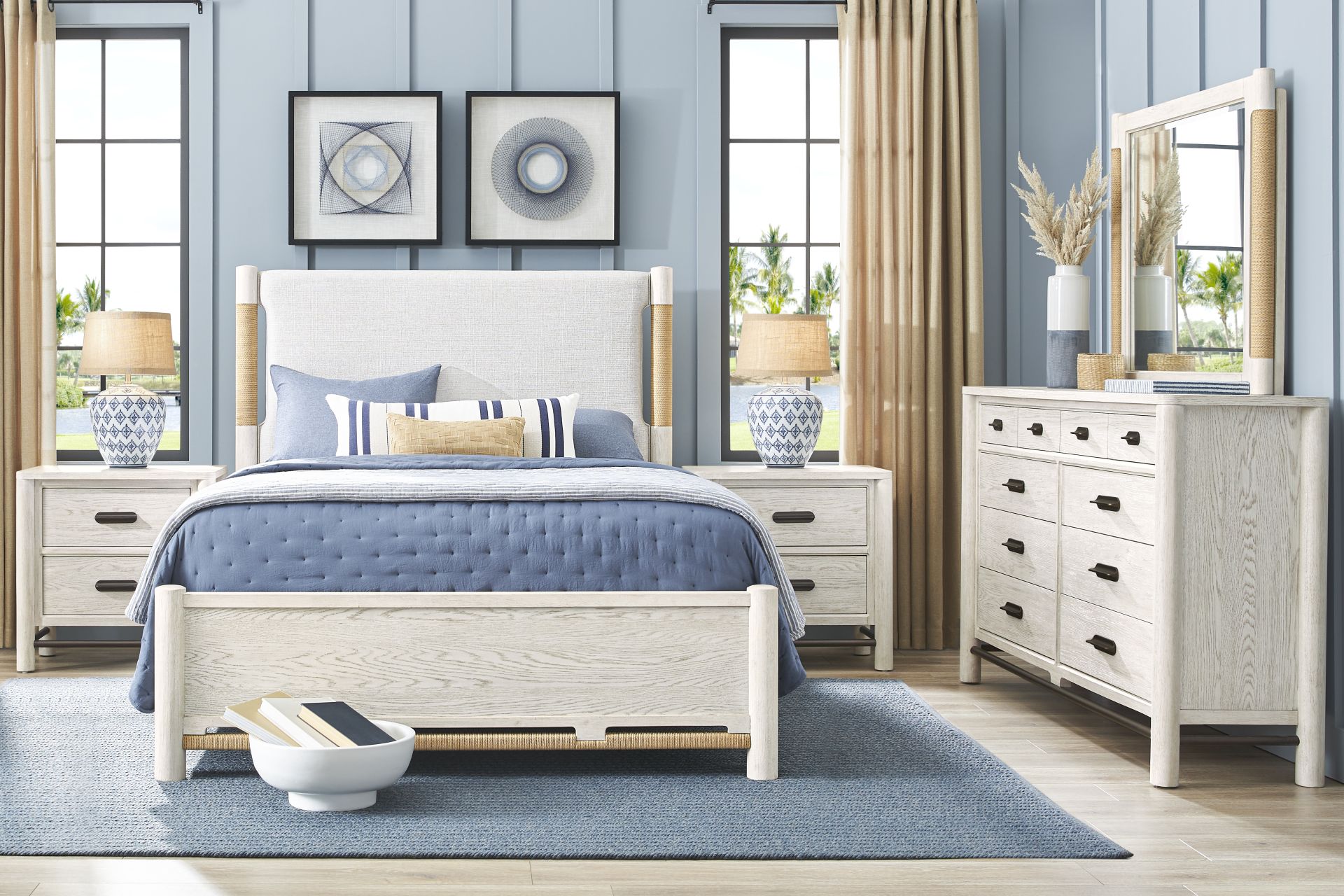 Caviar Cove White 7 Pc King Upholstered Bedroom - Image 1