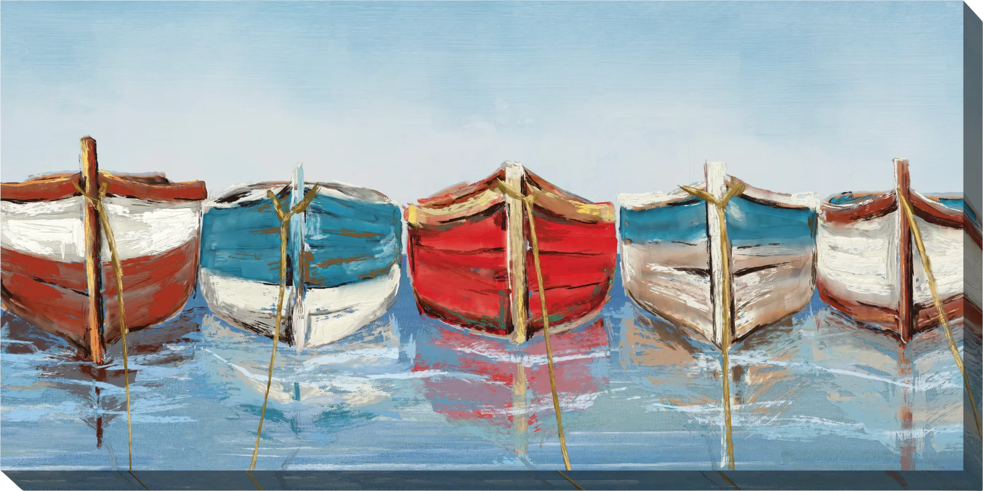 Rowboats Blue Indoor/Outdoor Wall Art - Image 1