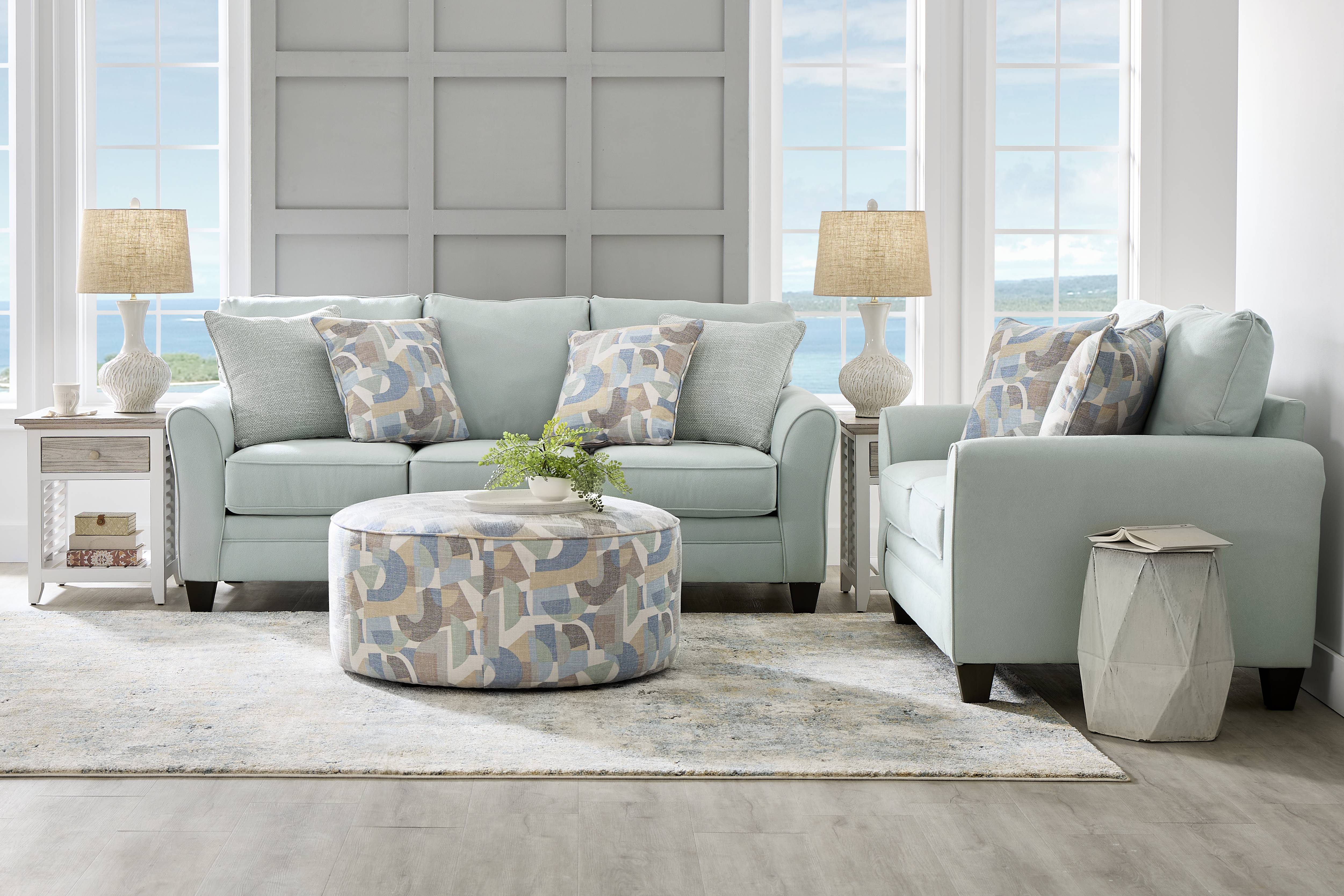 Coralville Blue Cocktail Ottoman