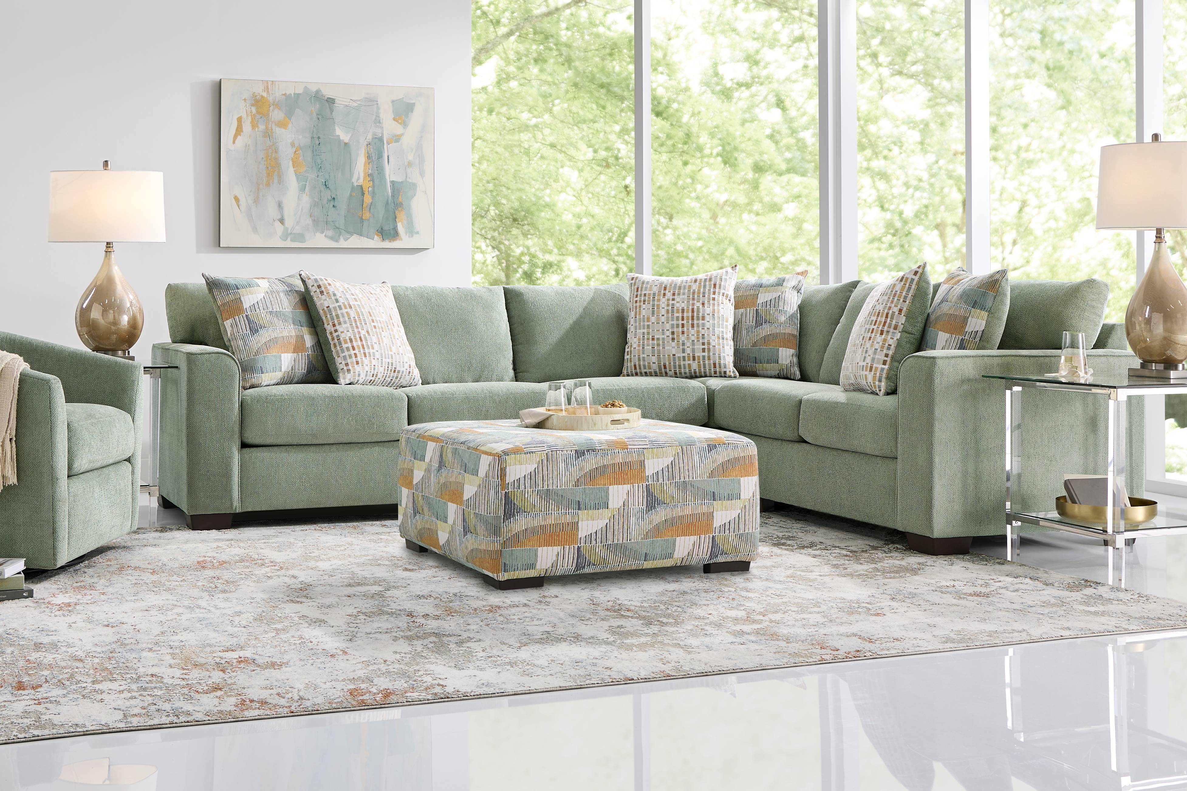 Delcrest Green 6 Pc Sectional Living Room - Thumbnail - Image 1