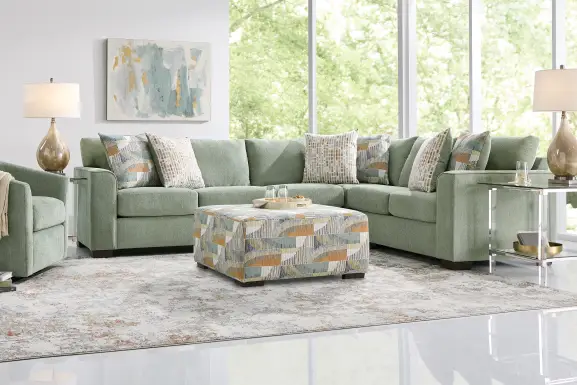 Delcrest Green 6 Pc Sectional Living Room