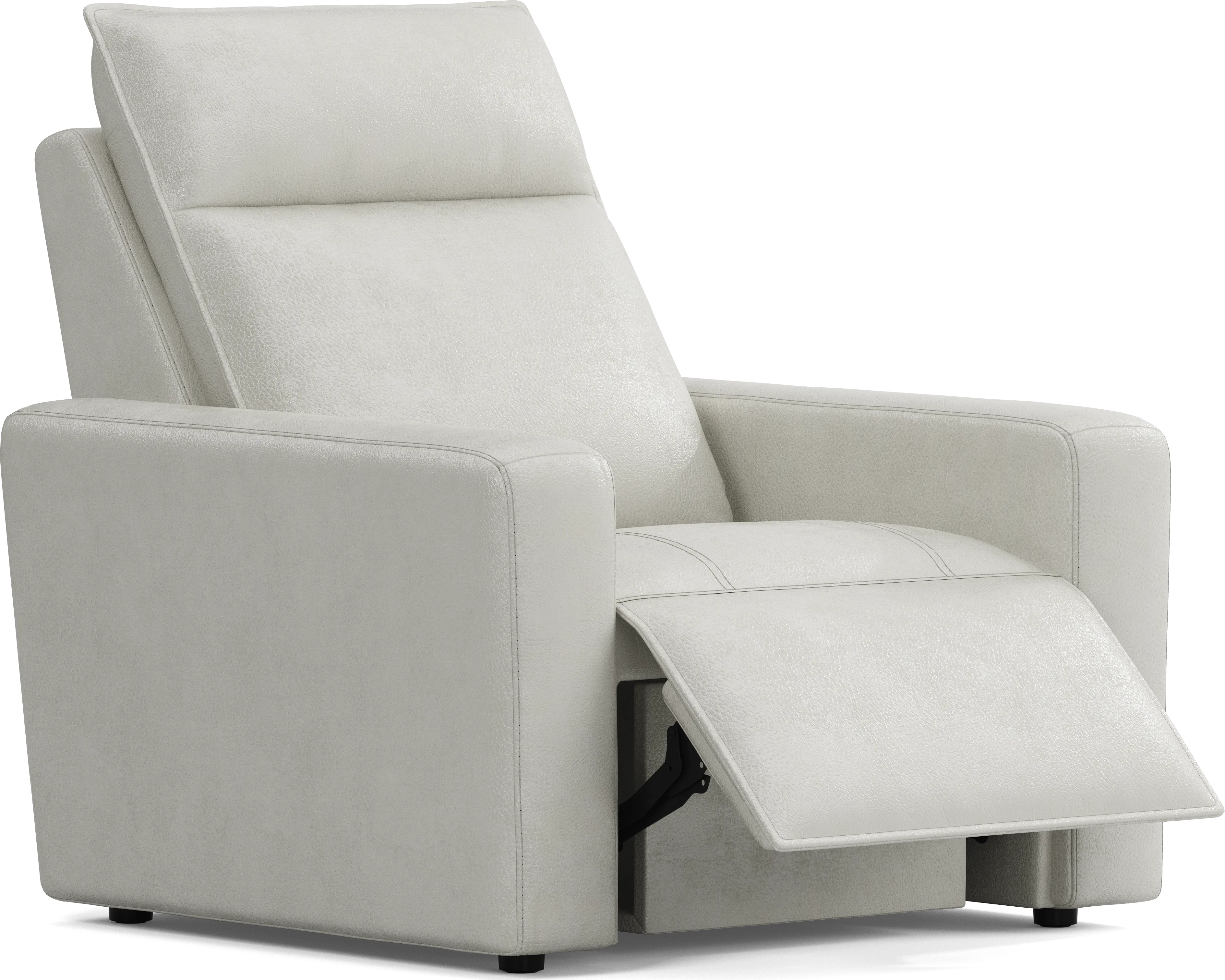 ModularTwo Light Gray Leather Dual Power Recliner - Thumbnail - Image 1