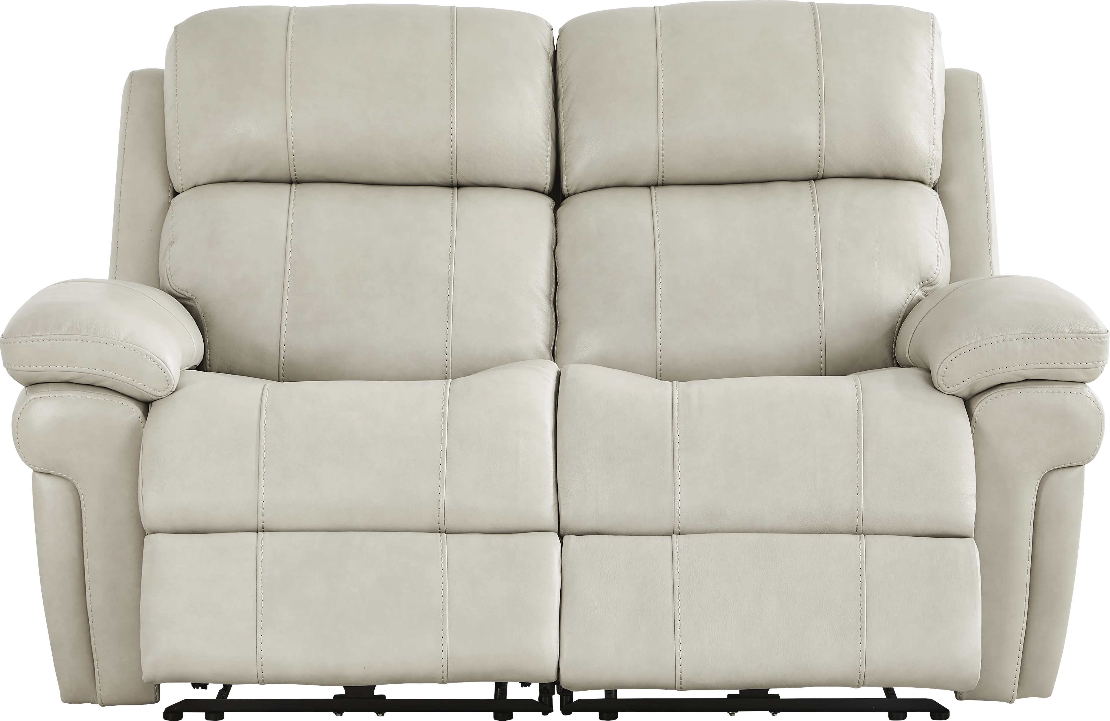 Trevino Lane Gray Leather Dual Power Reclining Loveseat - Thumbnail - Image 1