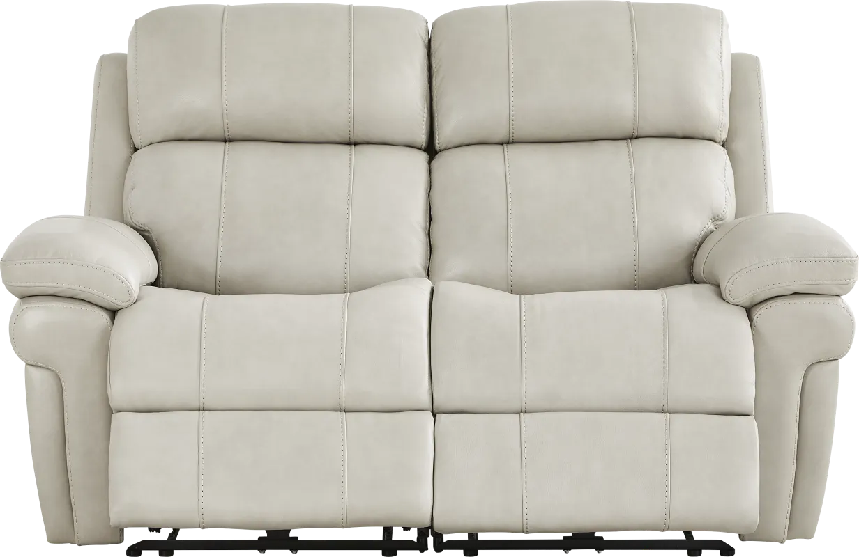 Trevino Lane Gray Leather Dual Power Reclining Loveseat