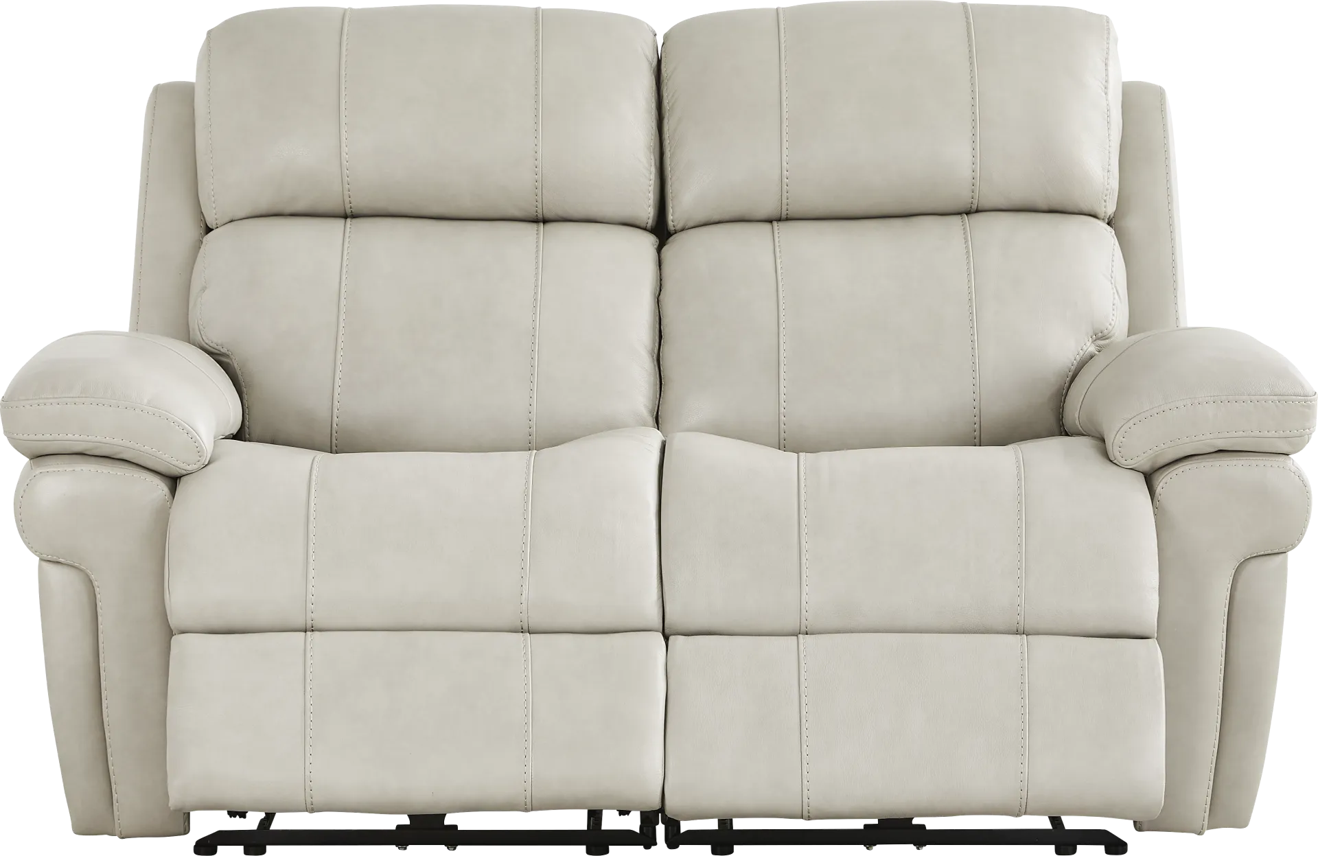 Trevino Lane Gray Leather Dual Power Reclining Loveseat - Image 1