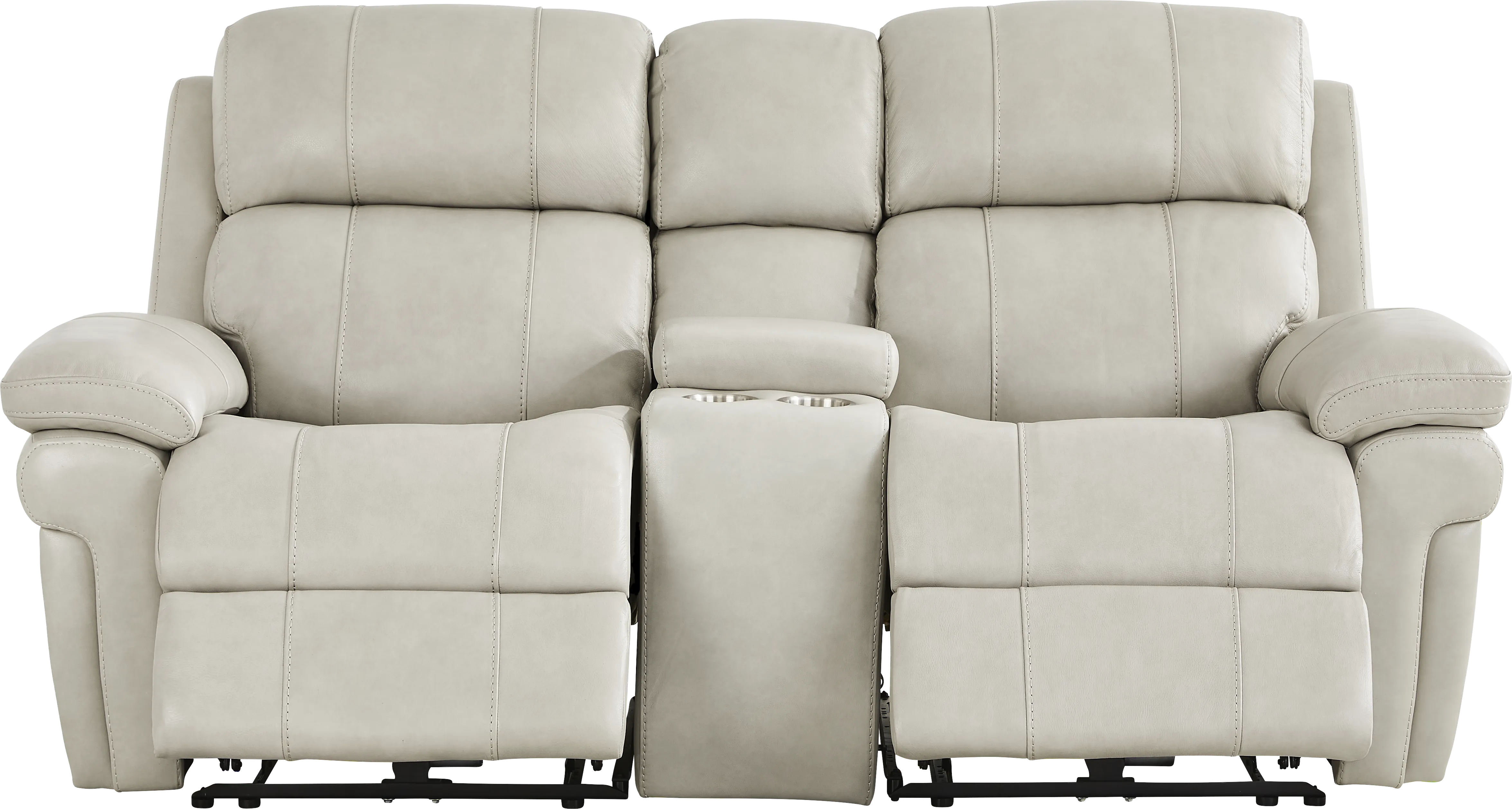Trevino Lane Gray Leather Dual Power Reclining Console Loveseat - Thumbnail - Image 1