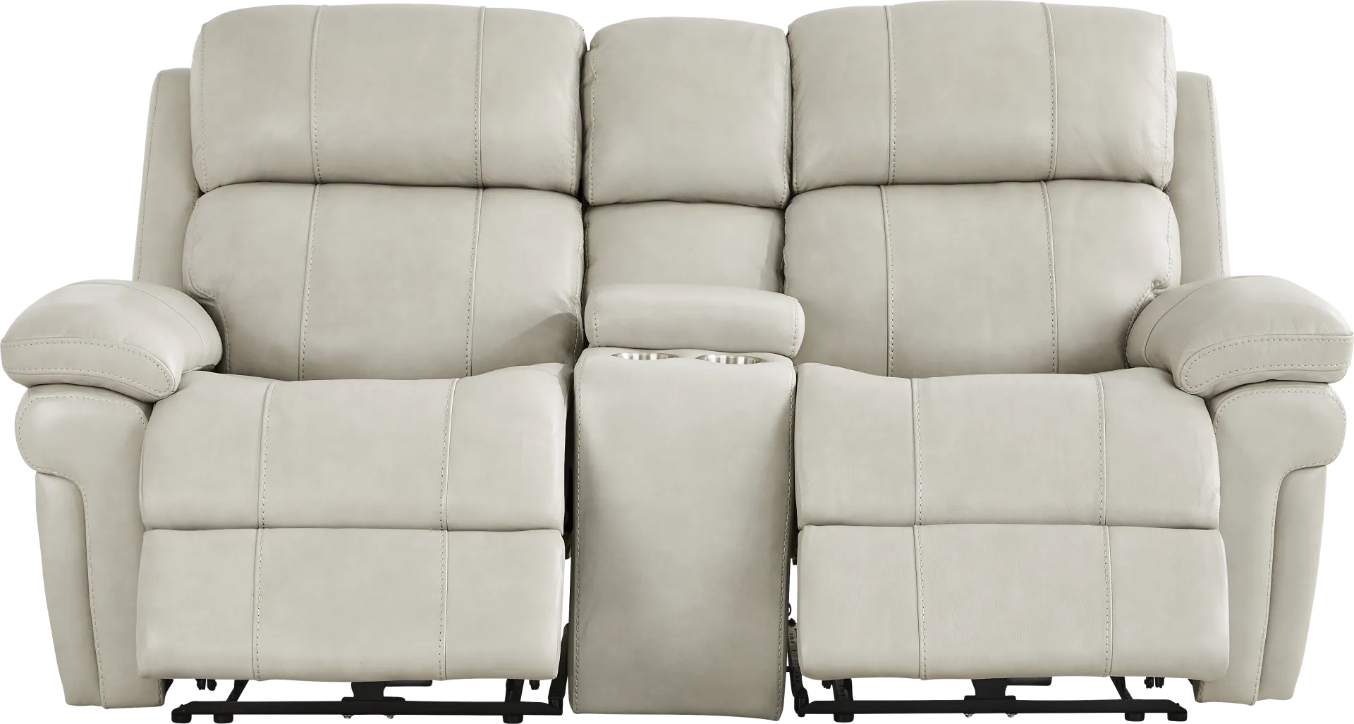 Trevino Lane Gray Leather Dual Power Reclining Console Loveseat - Image 1
